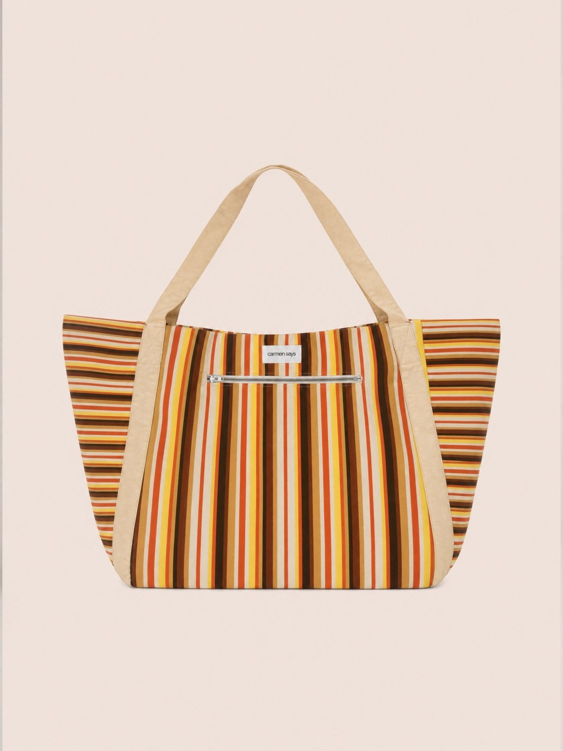 Sunlight Striped Beach Tote Bag