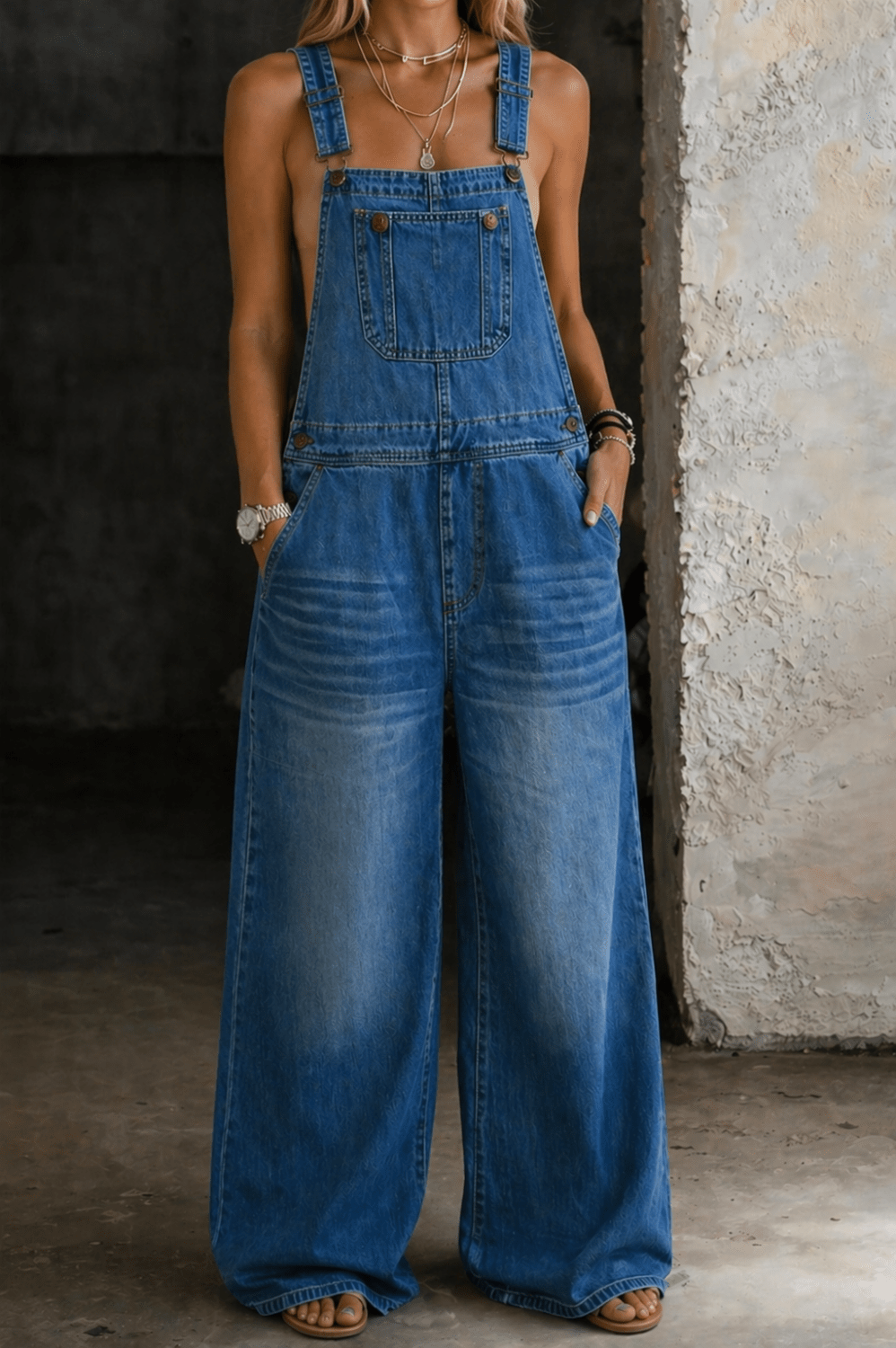 Harper | Elastic Waist Denim Jumpsuit