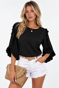 The Elara Ruffle-Sleeve Blouse