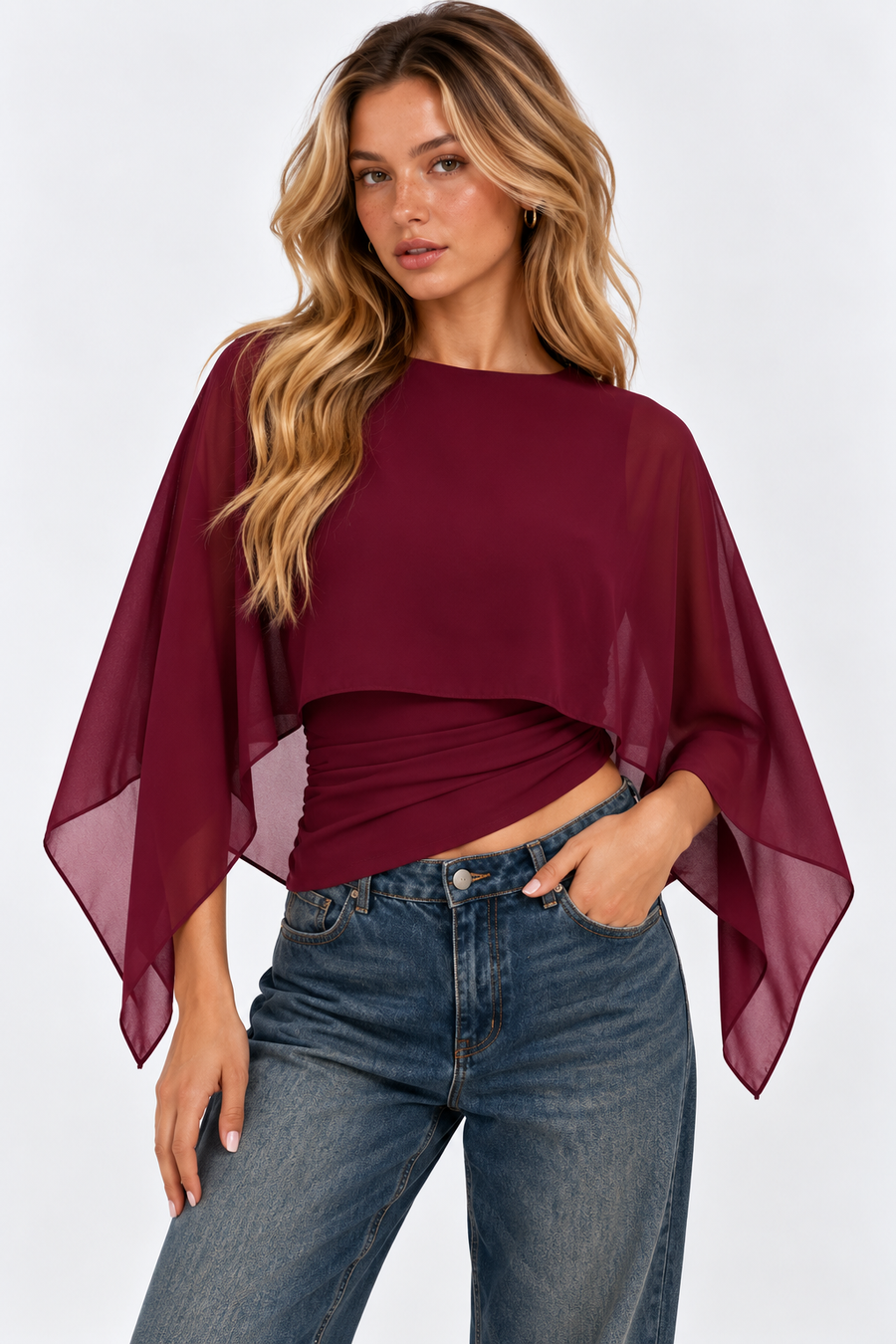 The Elara Cape Sleeve Blouse