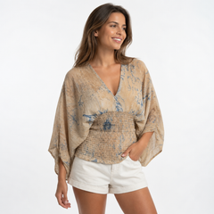 The Elara Vintage Floral Smocked Top