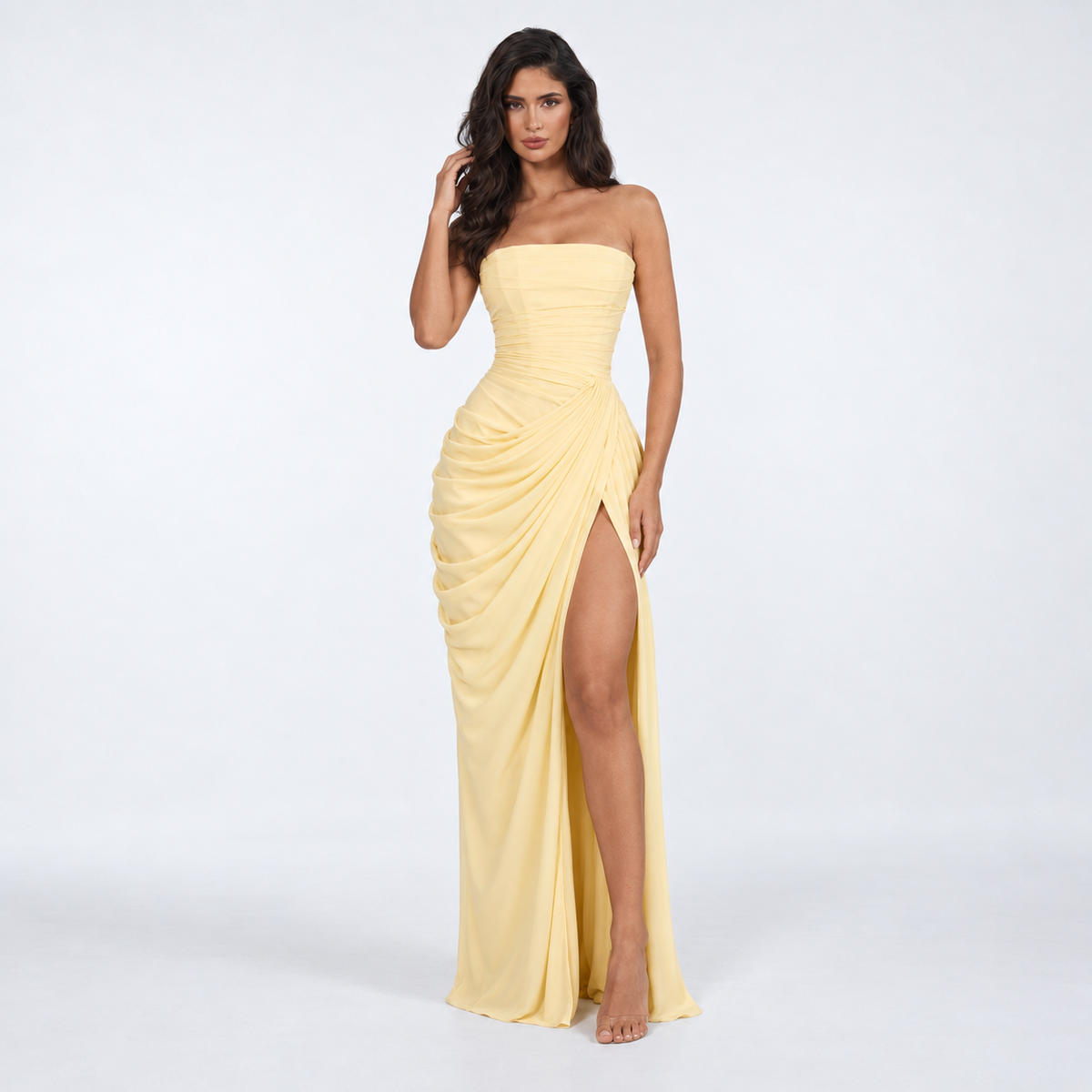 The Elara Strapless Evening Dress
