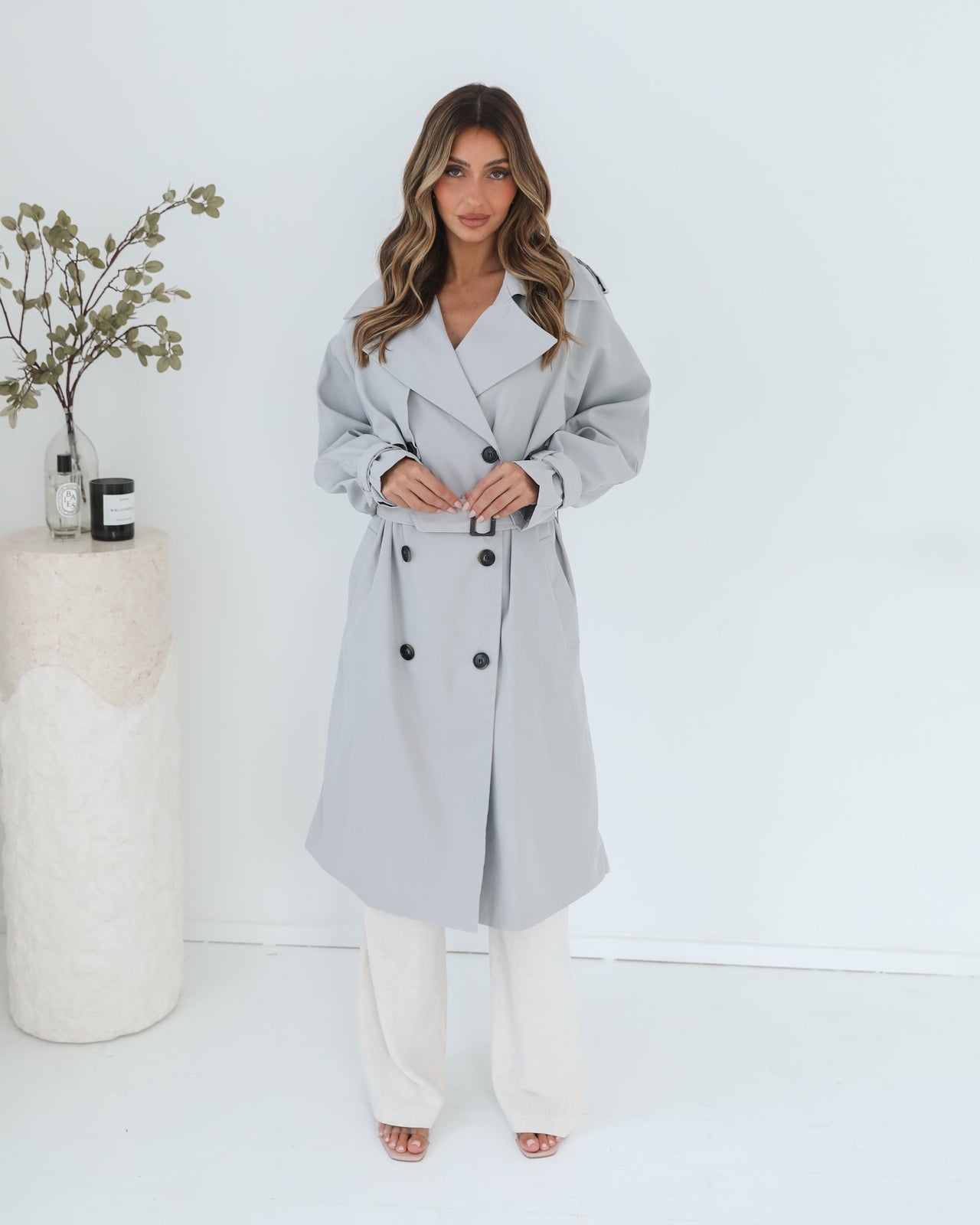 Dahrah Grey Trench Coat