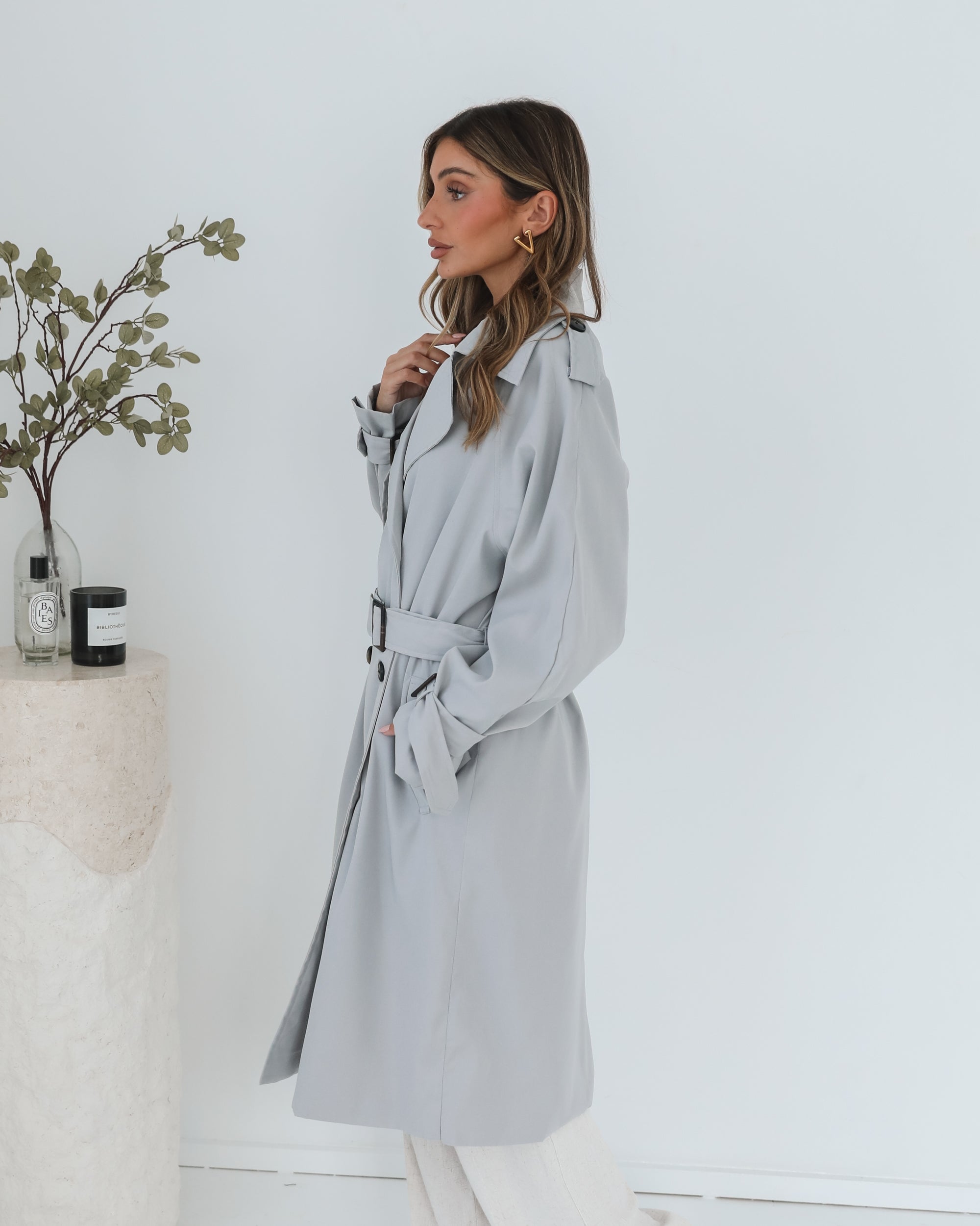 Dahrah Grey Trench Coat