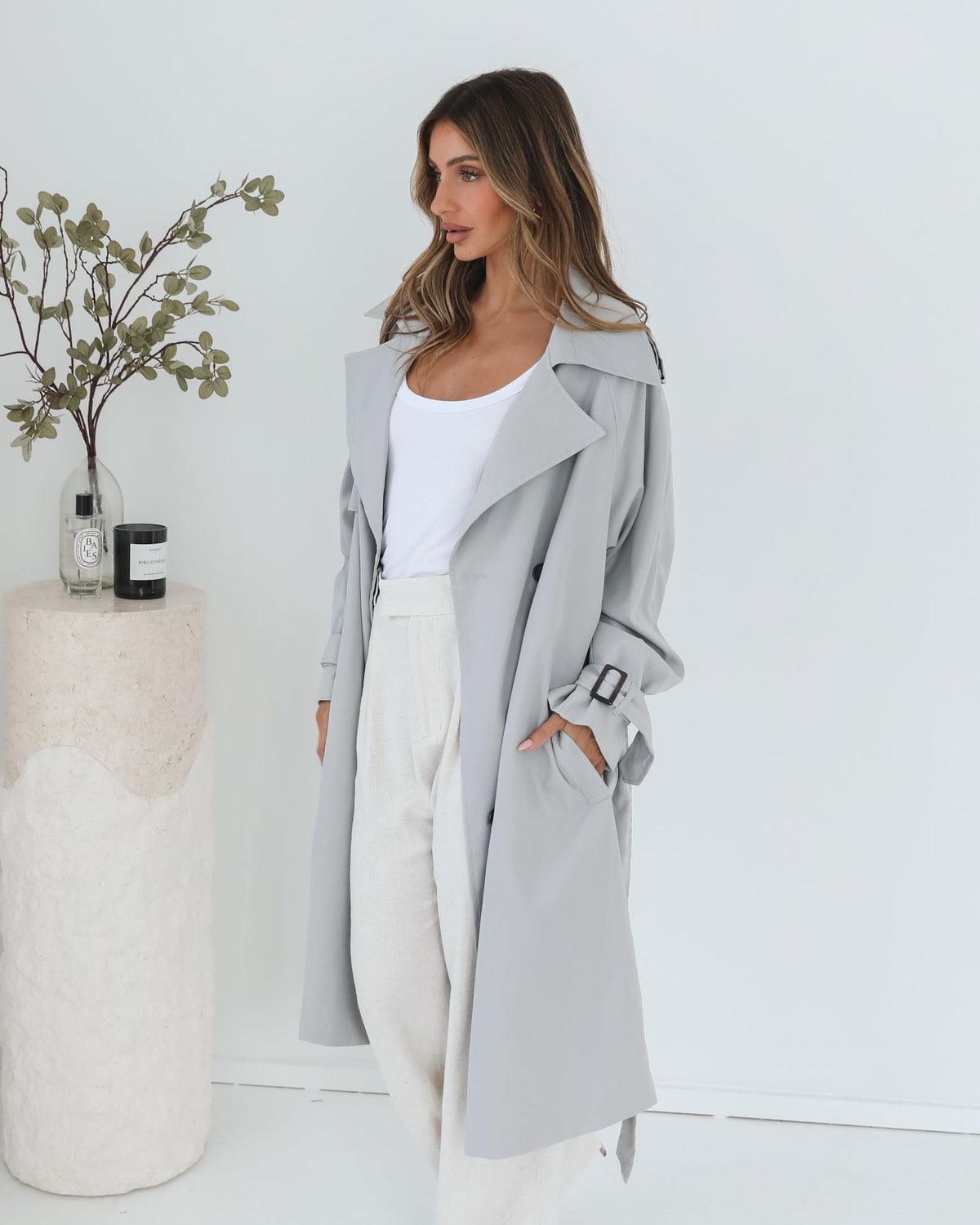 Dahrah Grey Trench Coat