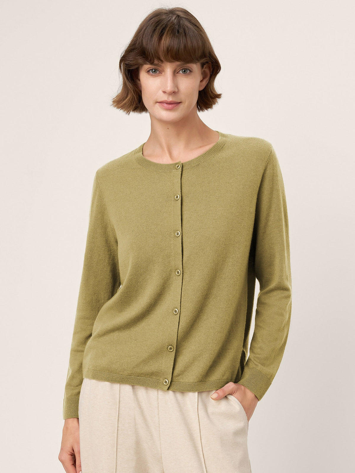 Extra-Fine Merino Wool Buttoned Knit Cardigan CAYLA