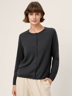 Extra-Fine Merino Wool Buttoned Knit Cardigan CAYLA