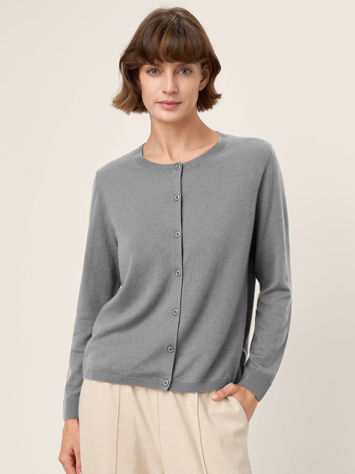 Extra-Fine Merino Wool Buttoned Knit Cardigan CAYLA