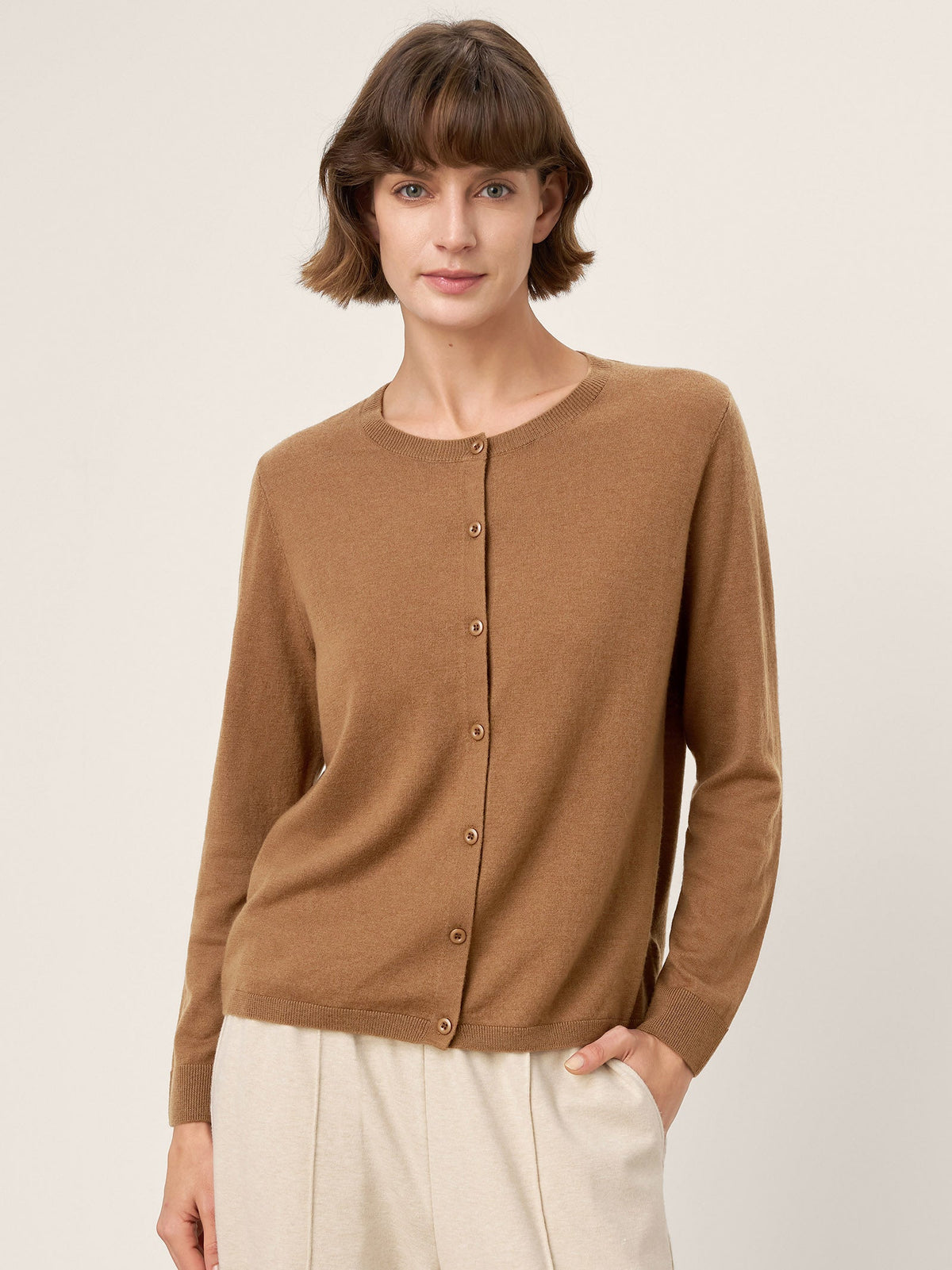 Extra-Fine Merino Wool Buttoned Knit Cardigan CAYLA