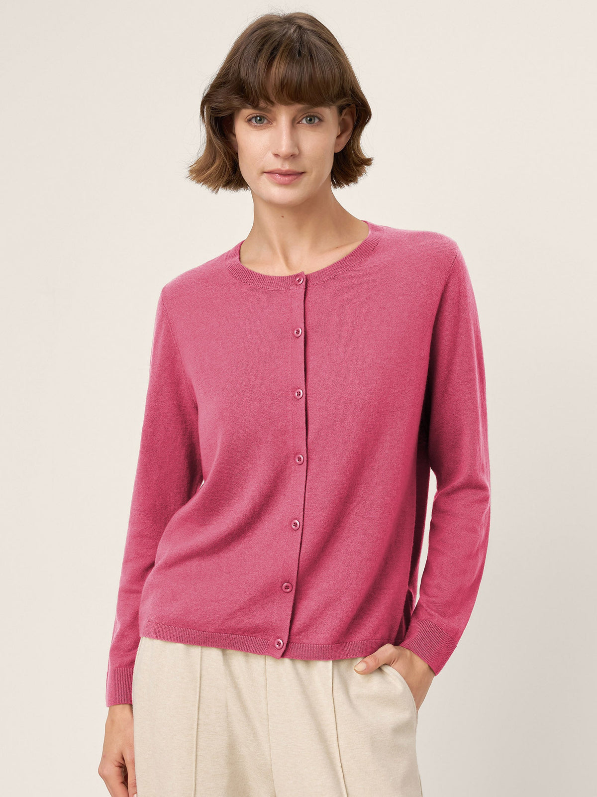 Extra-Fine Merino Wool Buttoned Knit Cardigan CAYLA