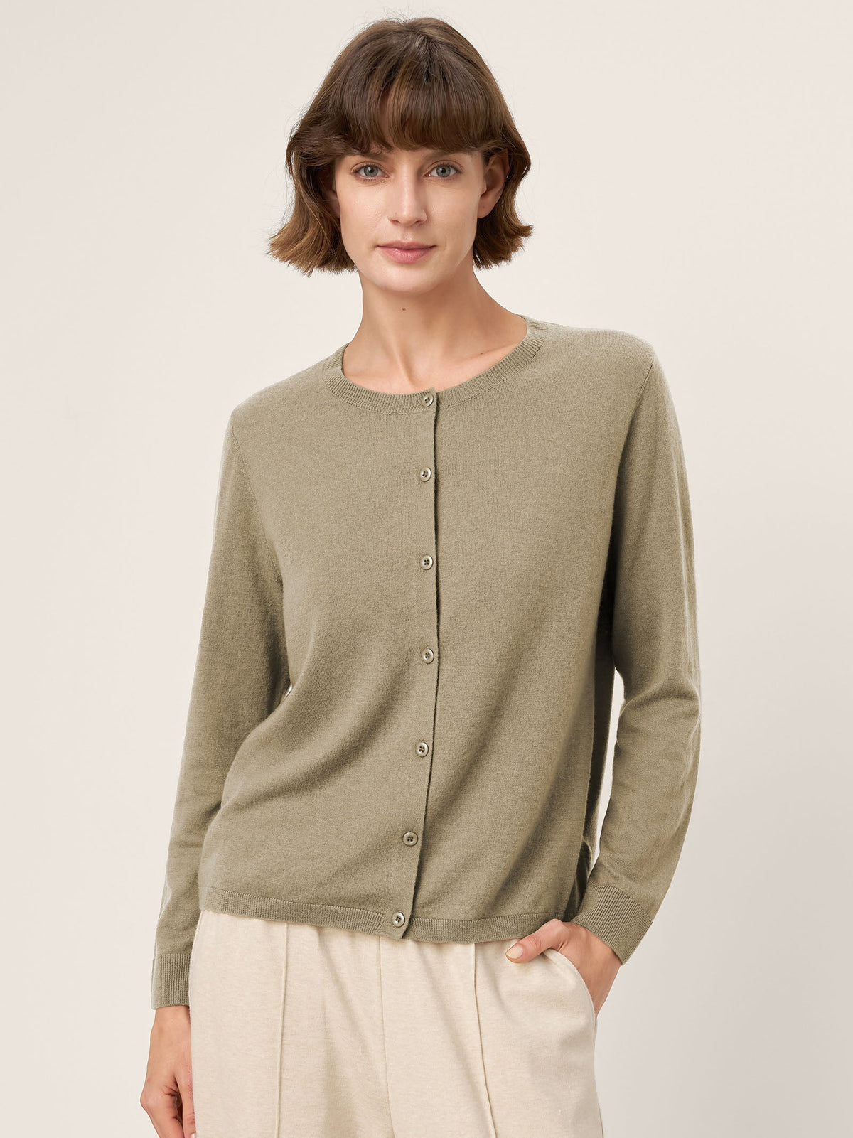 Extra-Fine Merino Wool Buttoned Knit Cardigan CAYLA