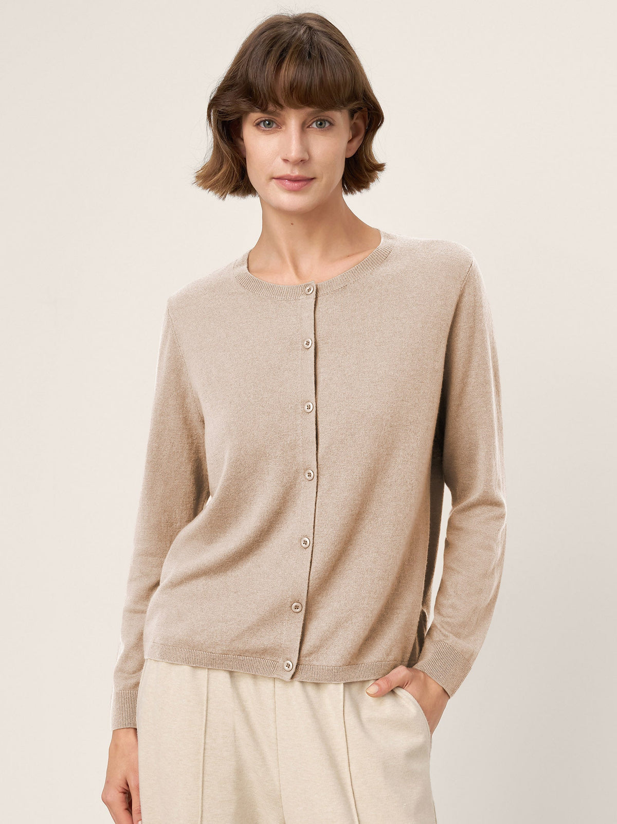 Extra-Fine Merino Wool Buttoned Knit Cardigan CAYLA