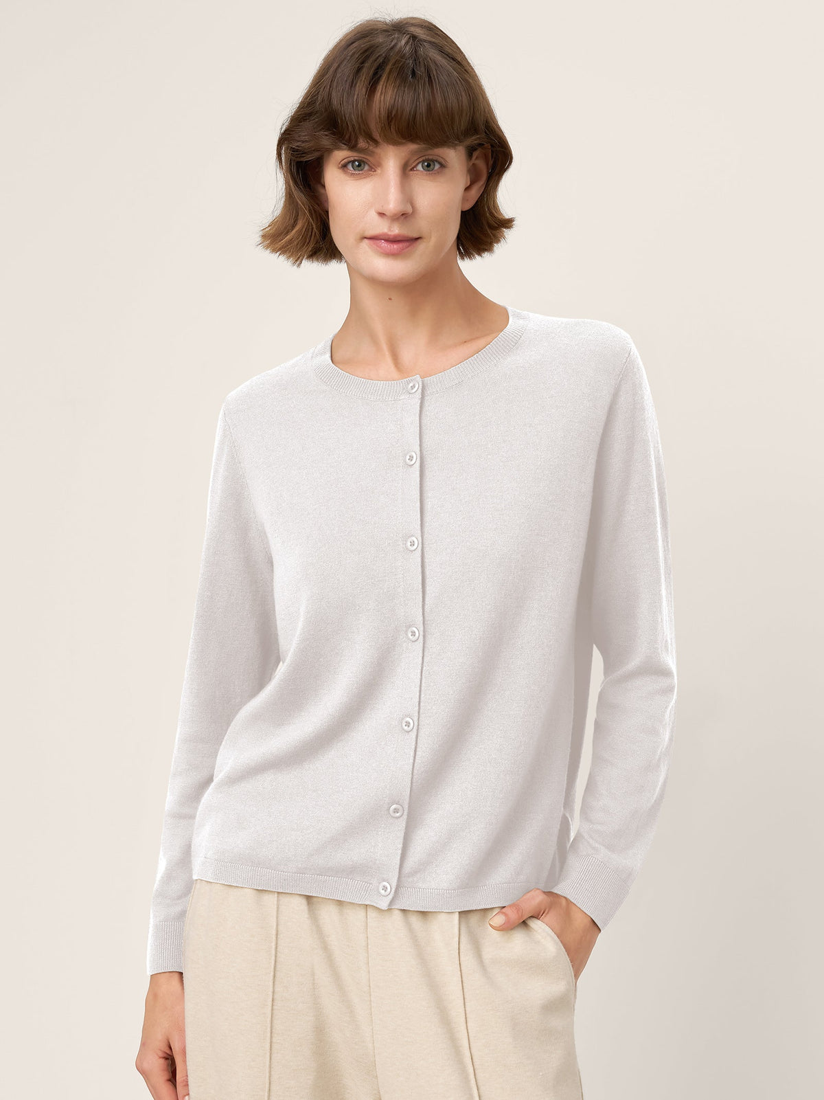 Extra-Fine Merino Wool Buttoned Knit Cardigan CAYLA
