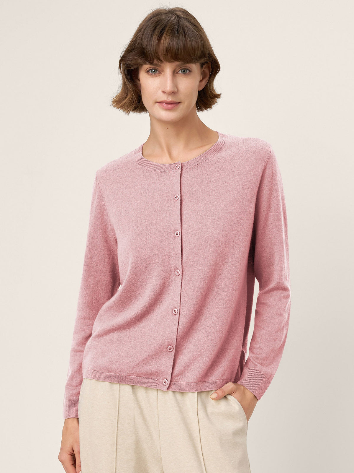 Extra-Fine Merino Wool Buttoned Knit Cardigan CAYLA