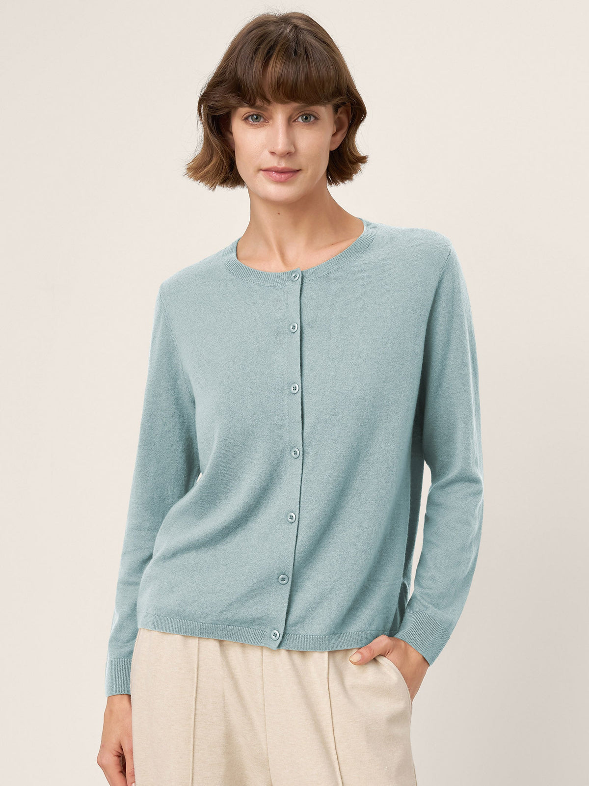 Extra-Fine Merino Wool Buttoned Knit Cardigan CAYLA