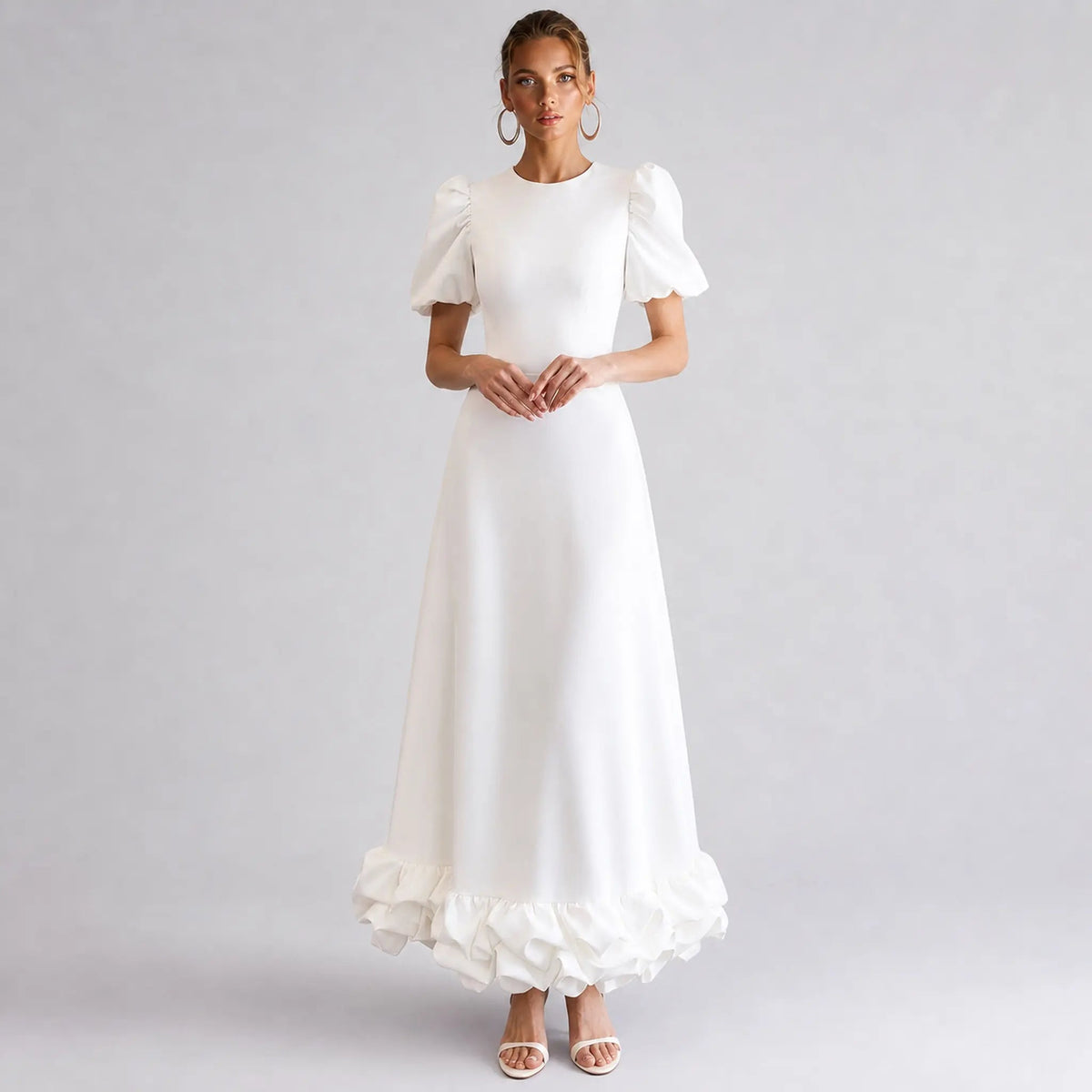 The Elara Sculpted Ruffle Maxi Dress