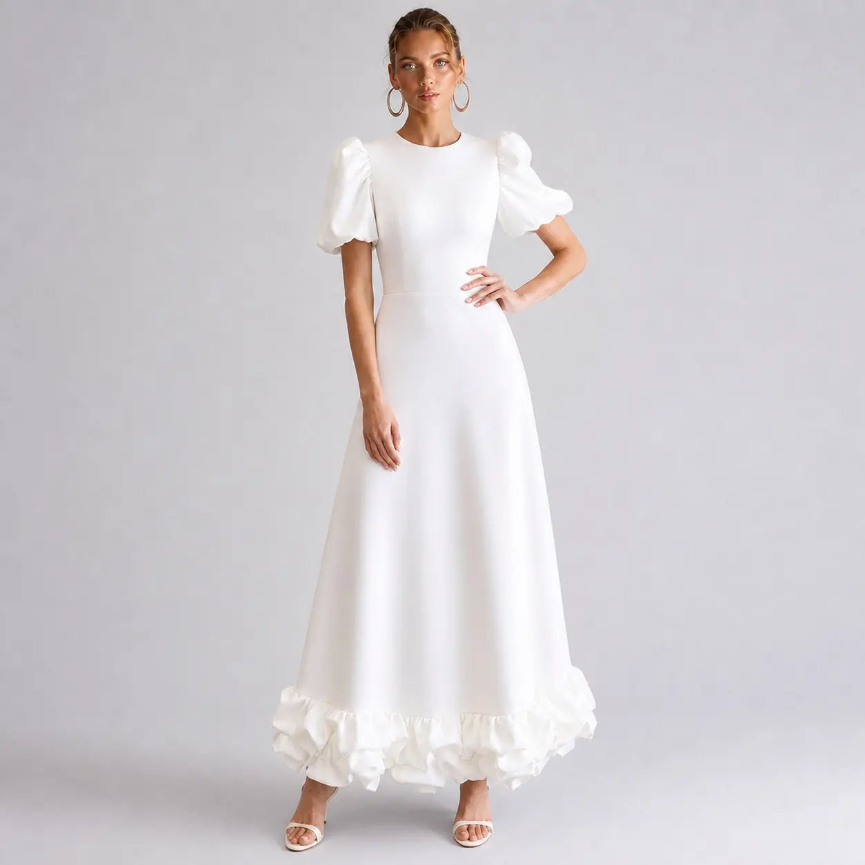The Elara Sculpted Ruffle Maxi Dress