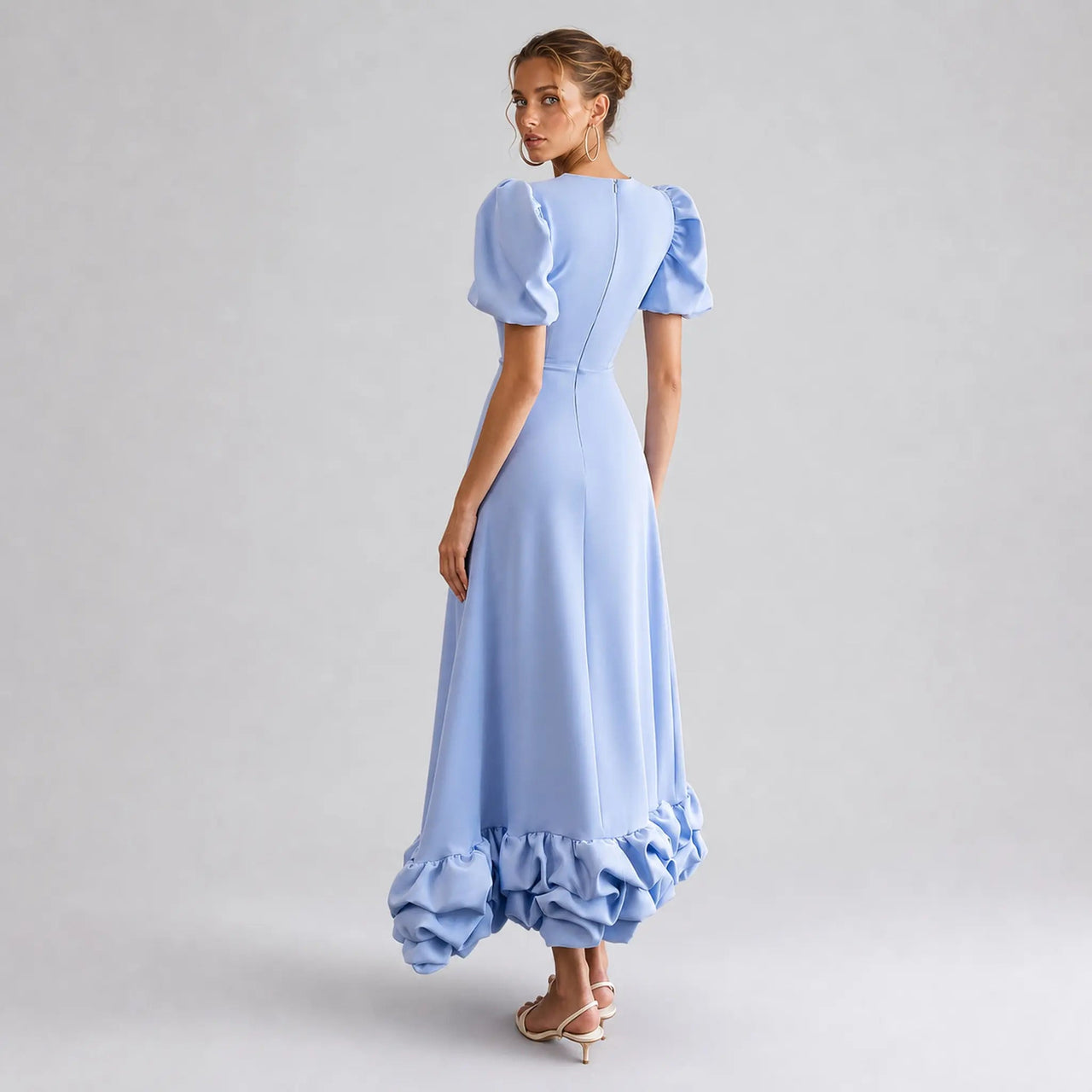 The Elara Sculpted Ruffle Maxi Dress