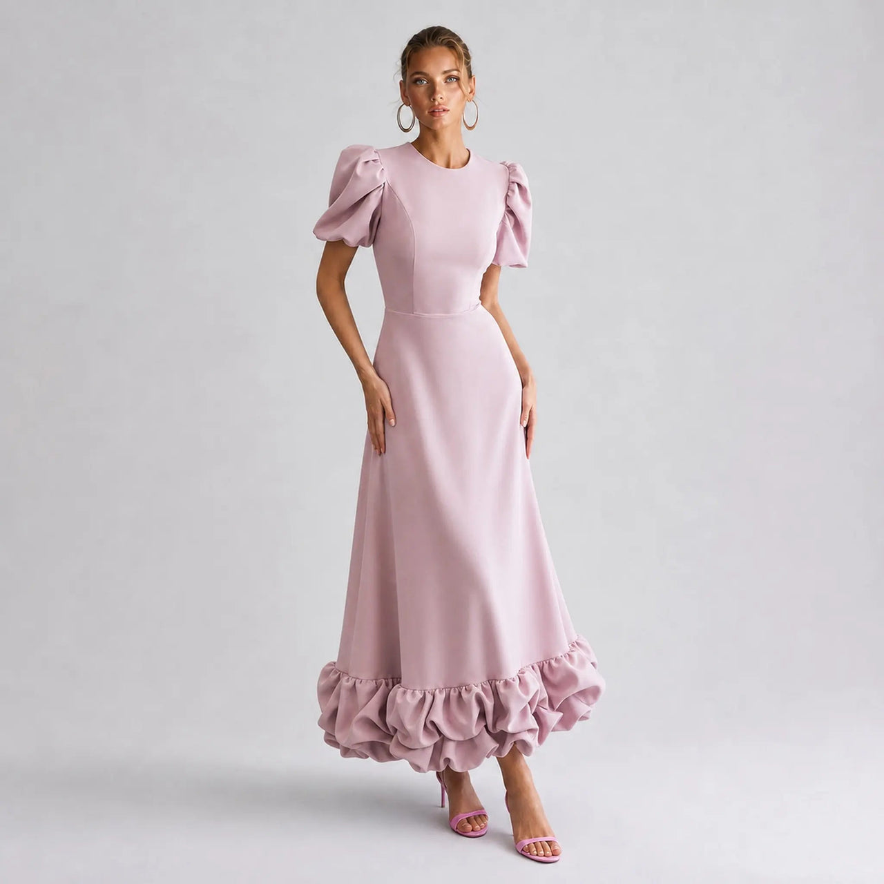 The Elara Sculpted Ruffle Maxi Dress