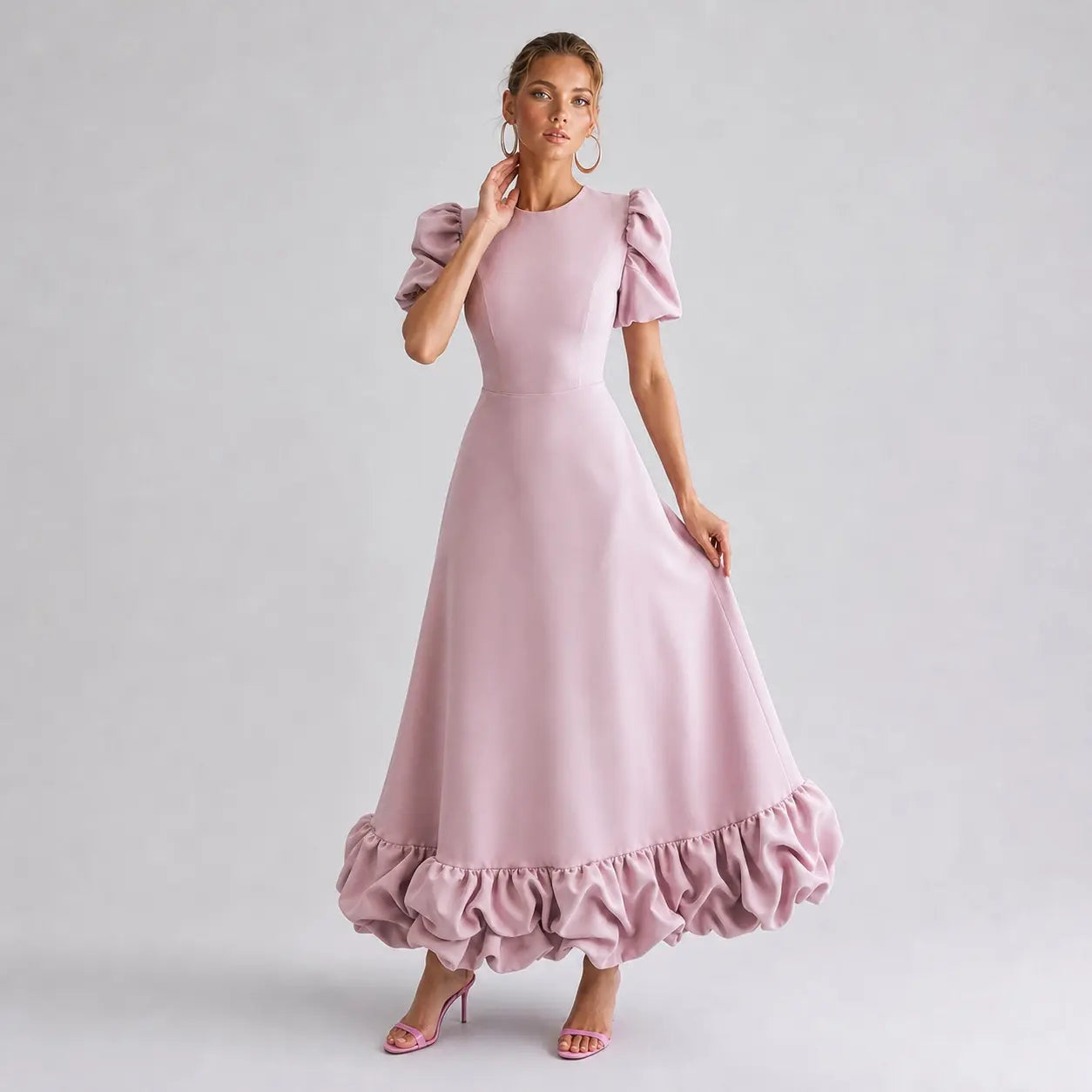 The Elara Sculpted Ruffle Maxi Dress