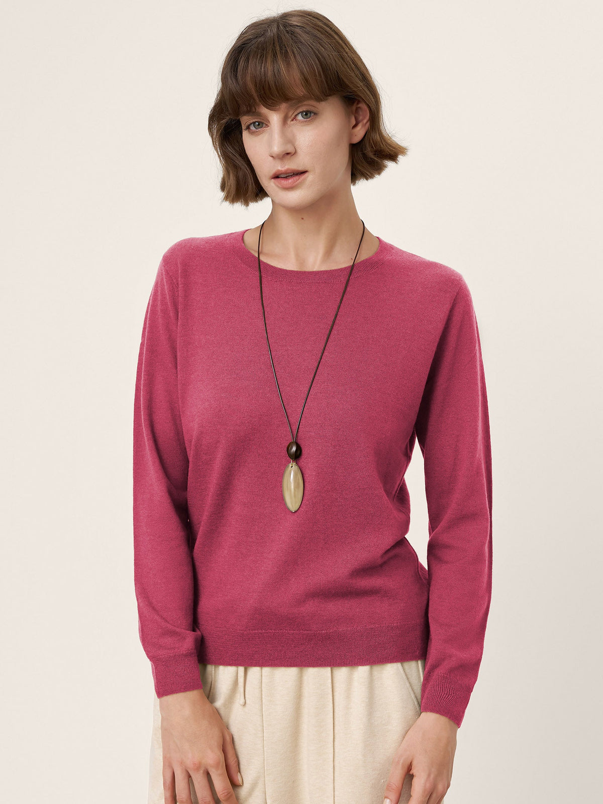 Extra-Fine Merino Wool Essential Crew Neck Knit Sweater BRIDGET
