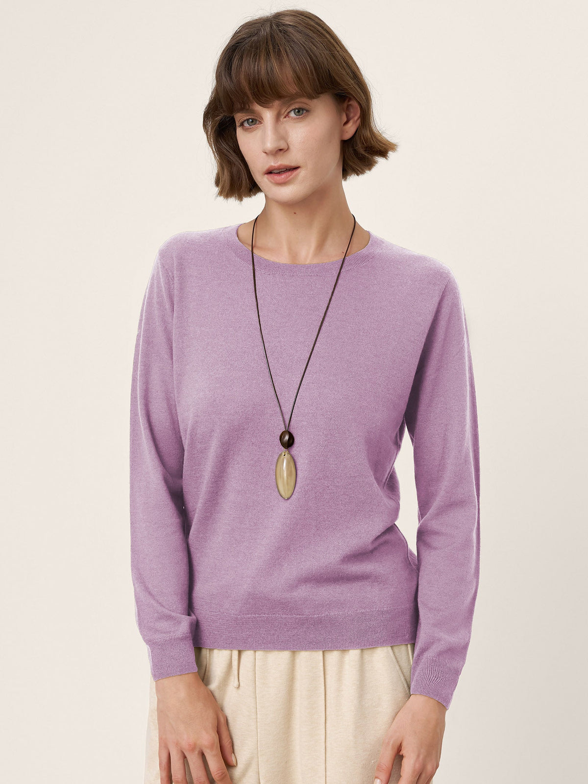 Extra-Fine Merino Wool Essential Crew Neck Knit Sweater BRIDGET
