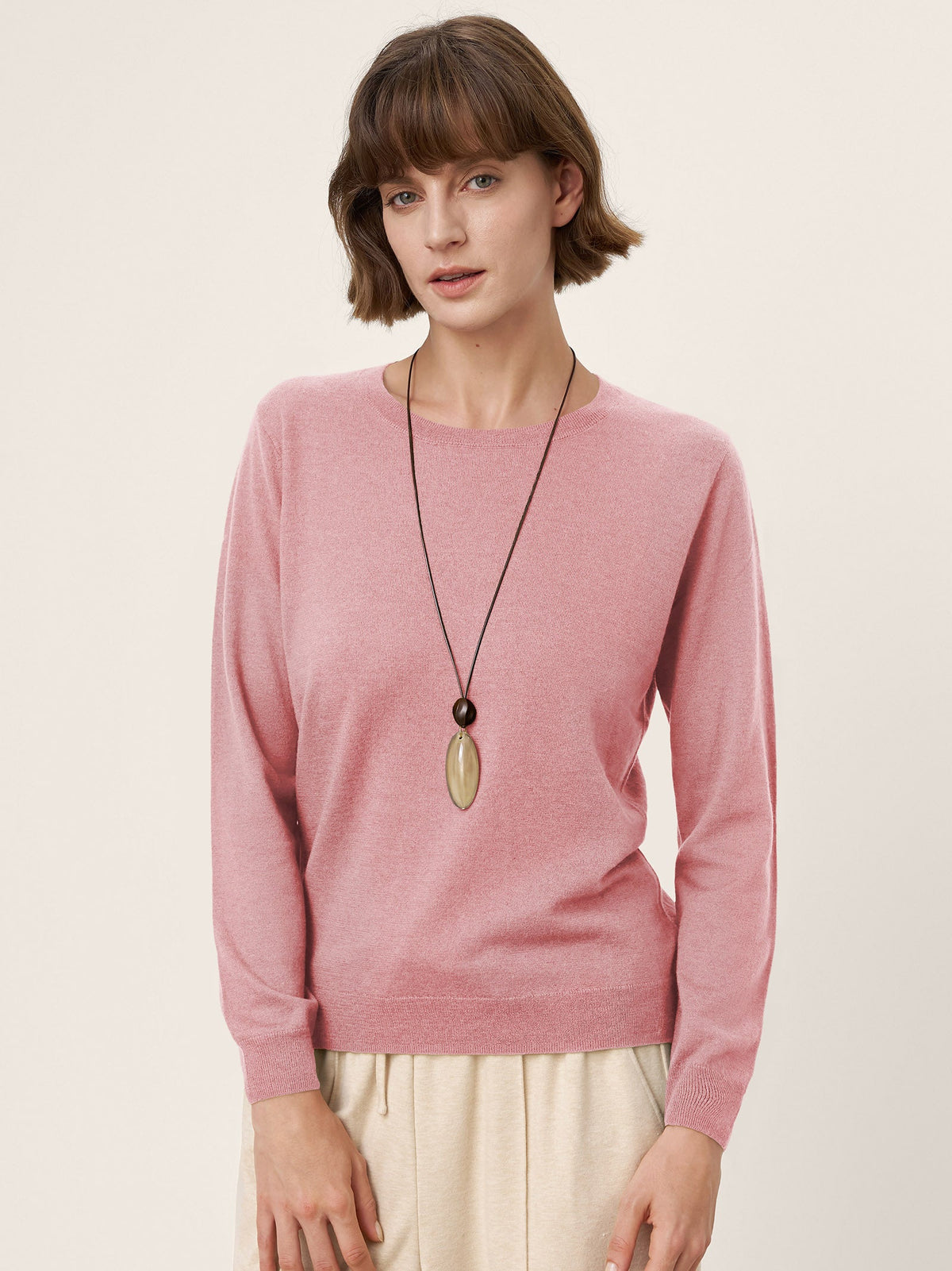 Extra-Fine Merino Wool Essential Crew Neck Knit Sweater BRIDGET
