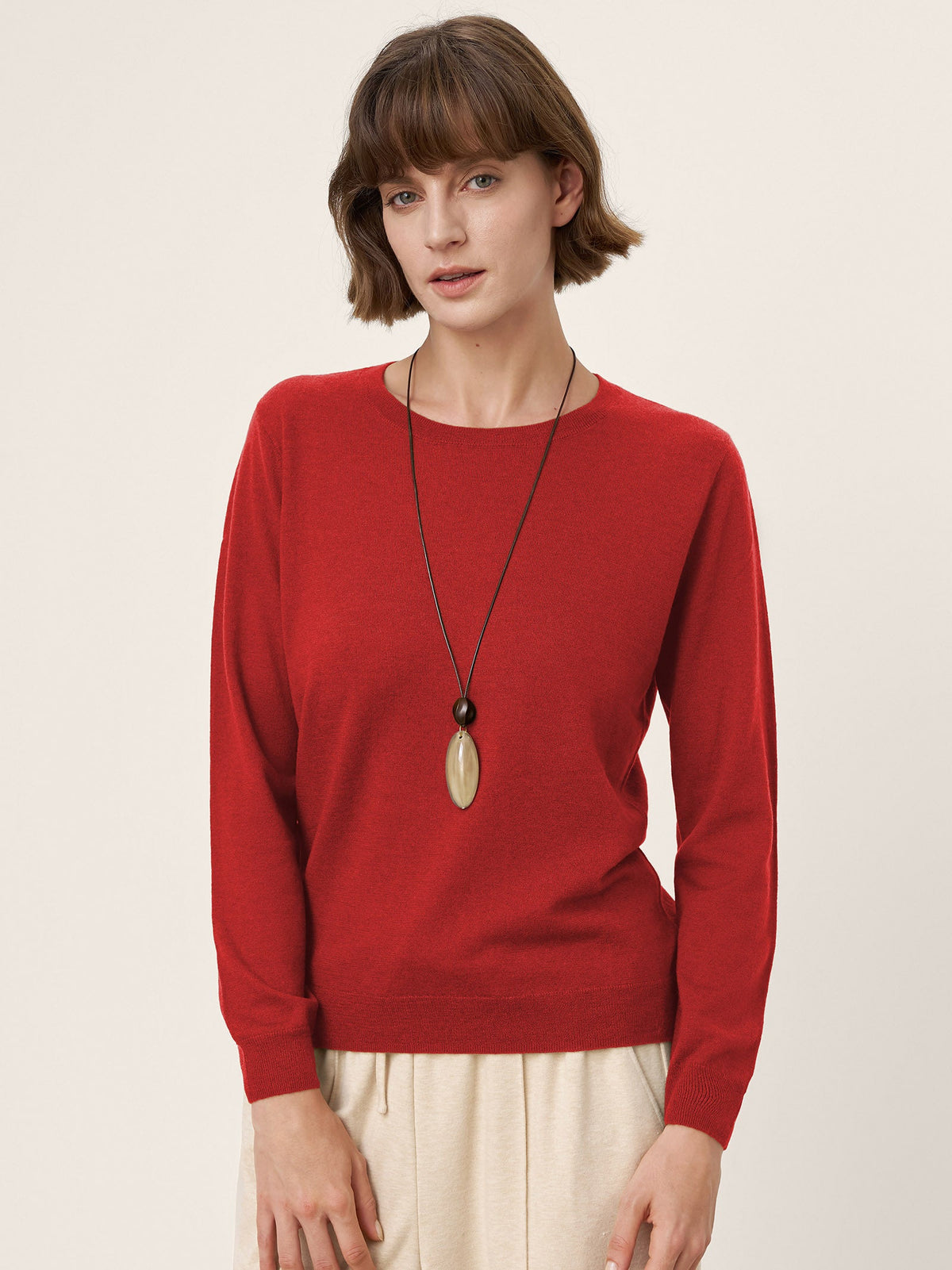 Extra-Fine Merino Wool Essential Crew Neck Knit Sweater BRIDGET