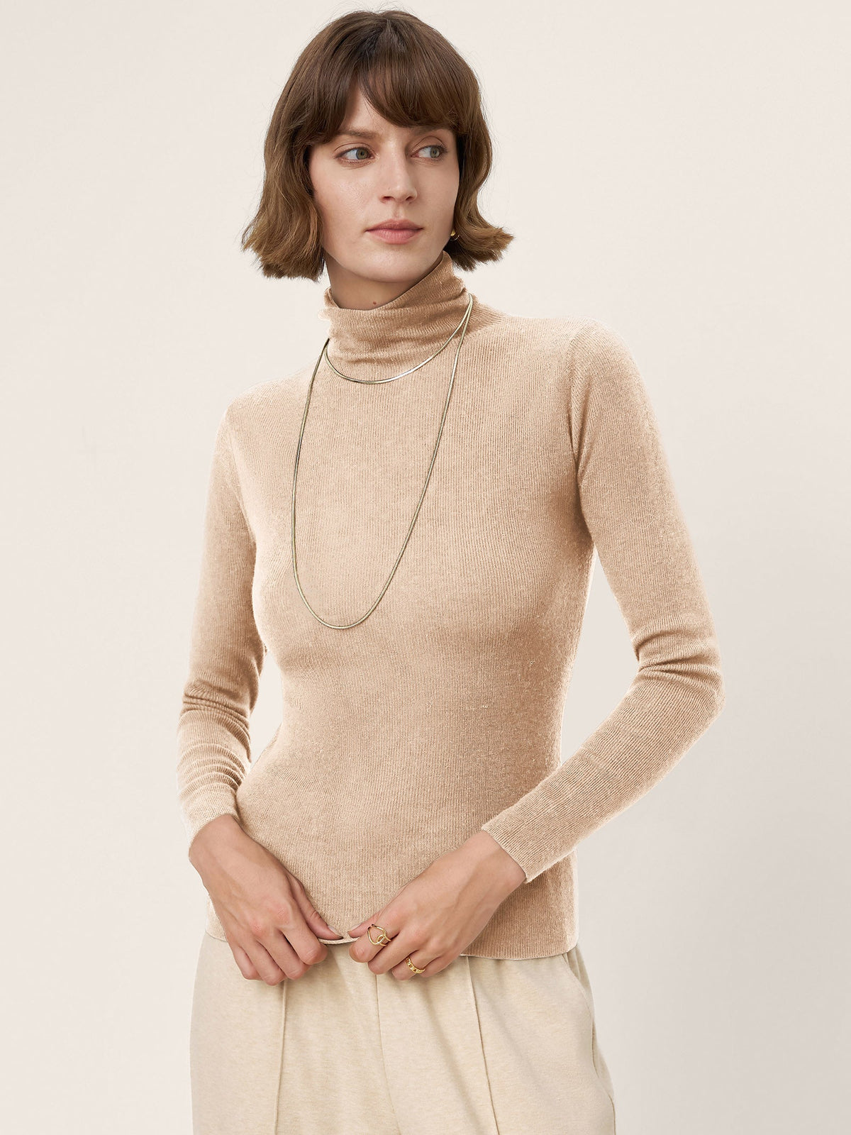 Extra-Fine Merino Wool Turtleneck Knit Sweater JOLENE