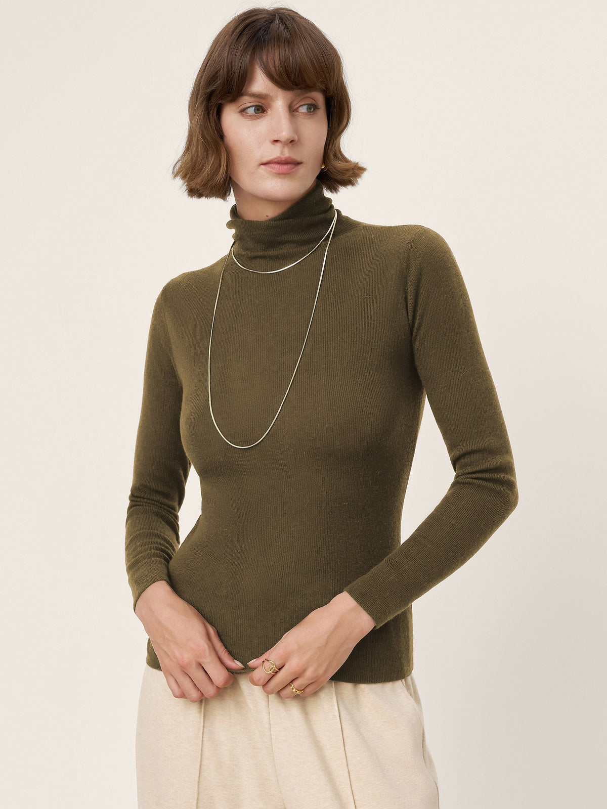 Extra-Fine Merino Wool Turtleneck Knit Sweater JOLENE