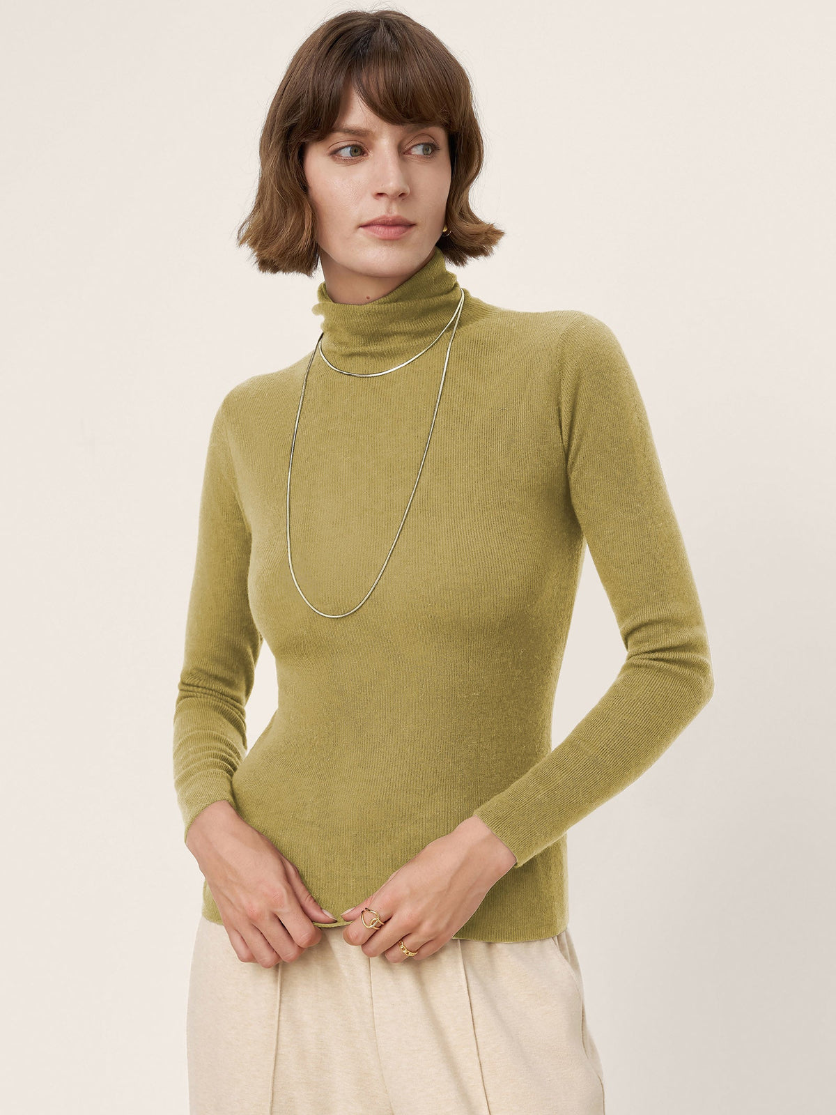 Extra-Fine Merino Wool Turtleneck Knit Sweater JOLENE