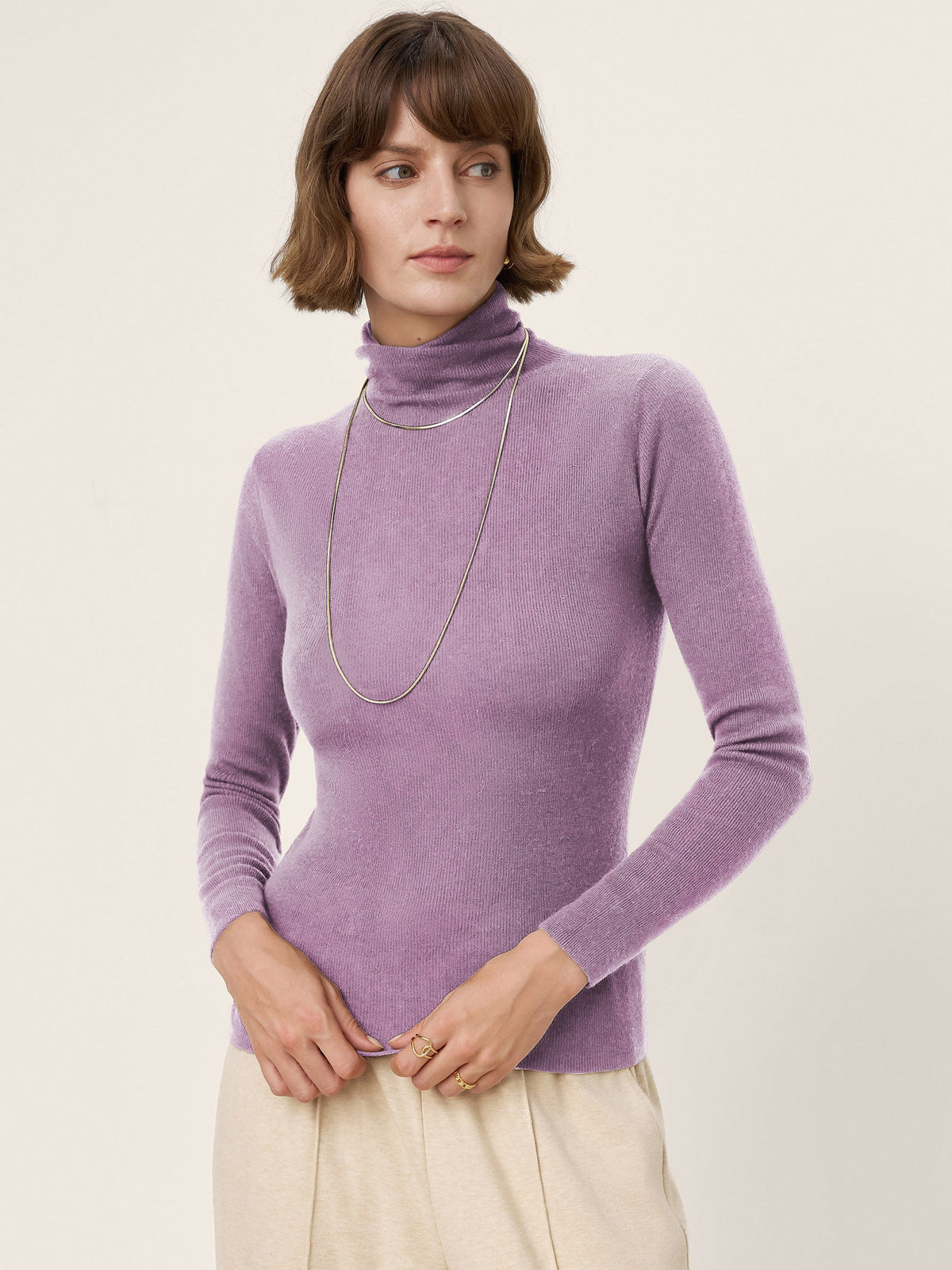 Extra-Fine Merino Wool Turtleneck Knit Sweater JOLENE