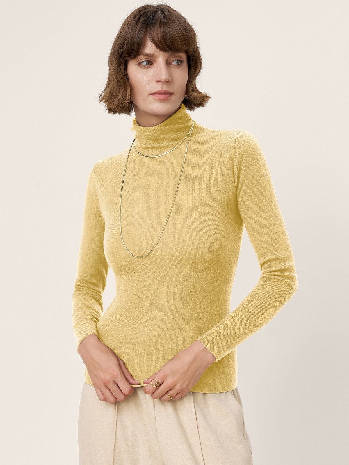 Extra-Fine Merino Wool Turtleneck Knit Sweater JOLENE