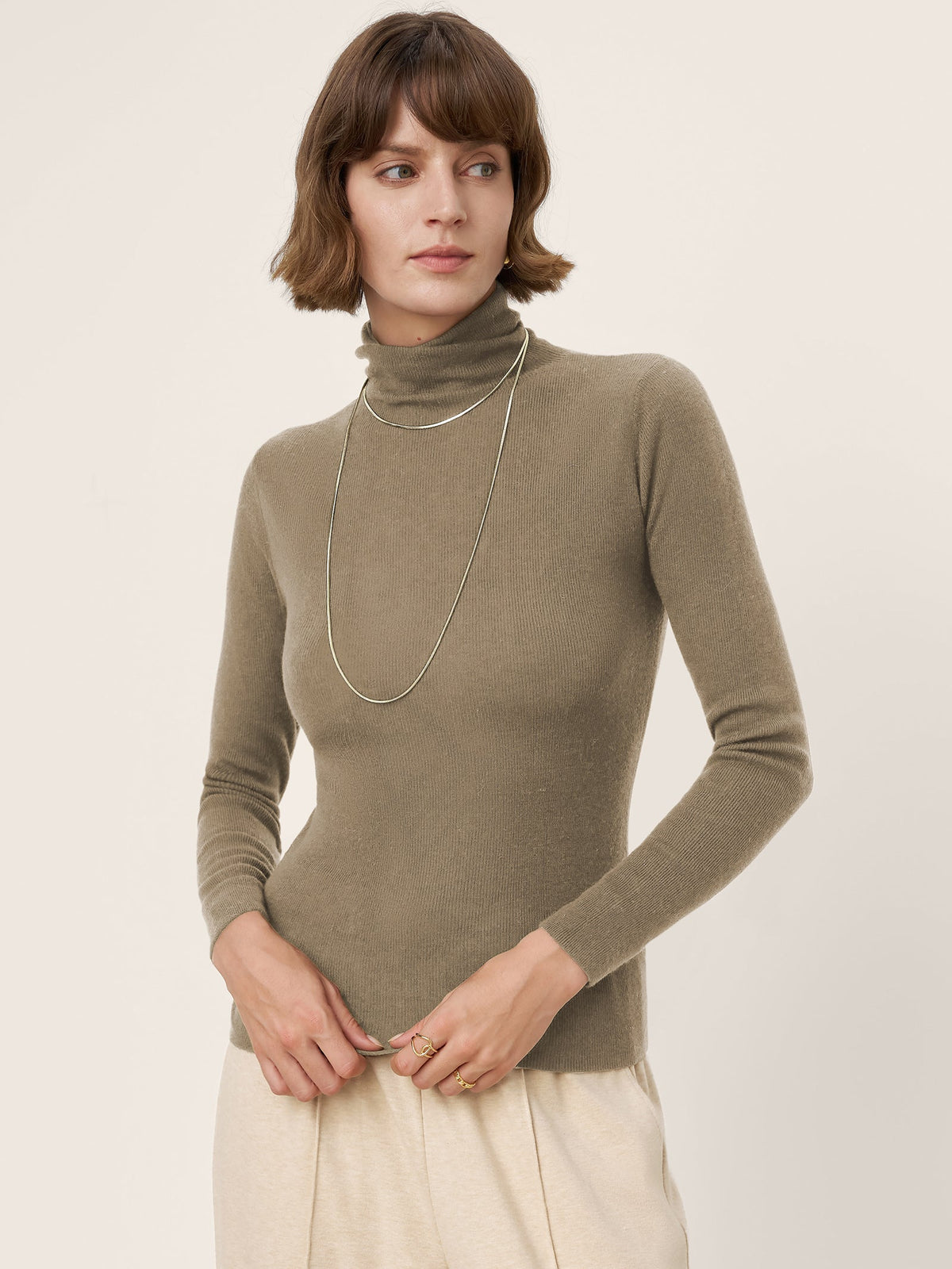 Extra-Fine Merino Wool Turtleneck Knit Sweater JOLENE