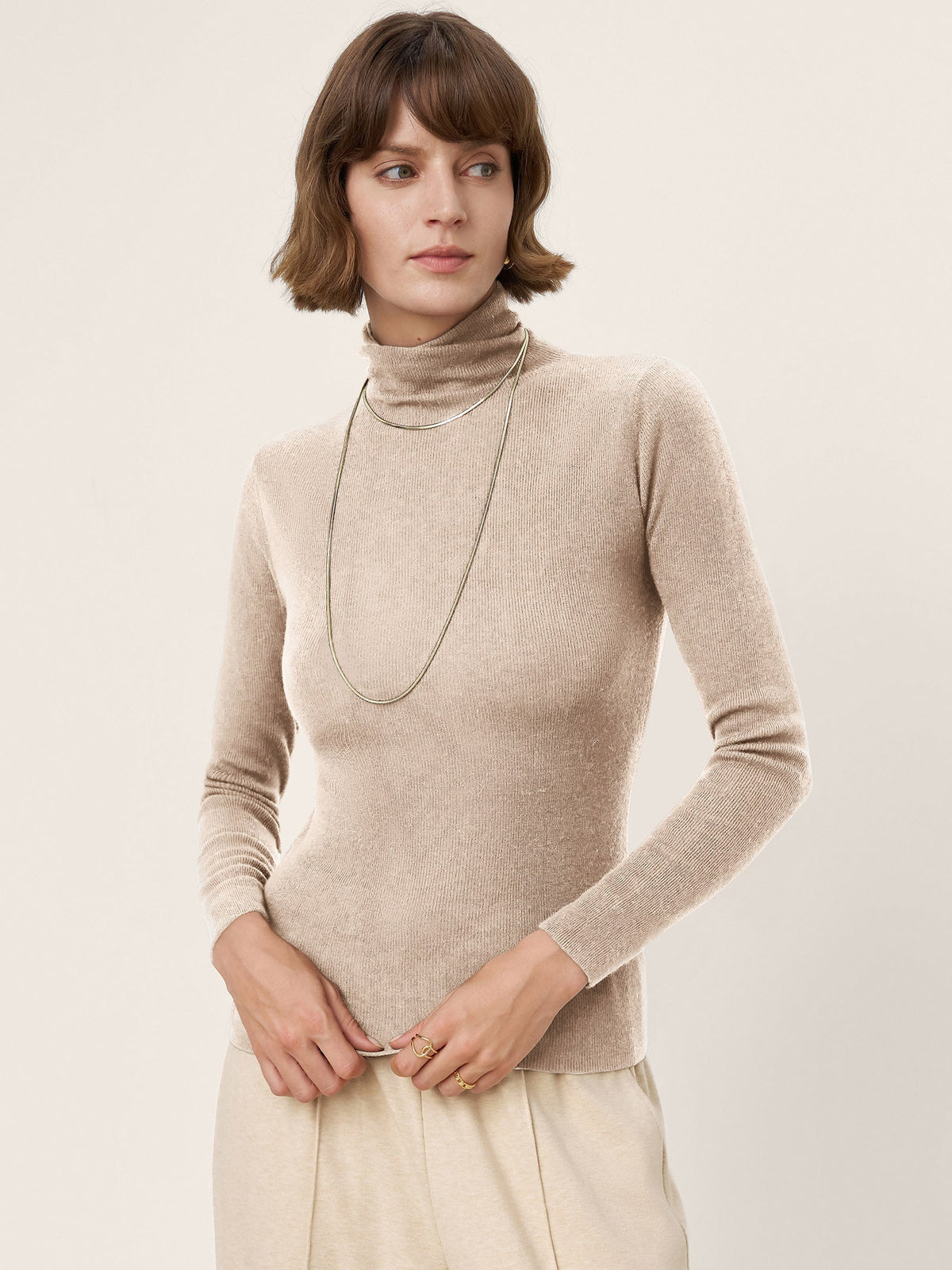 Extra-Fine Merino Wool Turtleneck Knit Sweater JOLENE