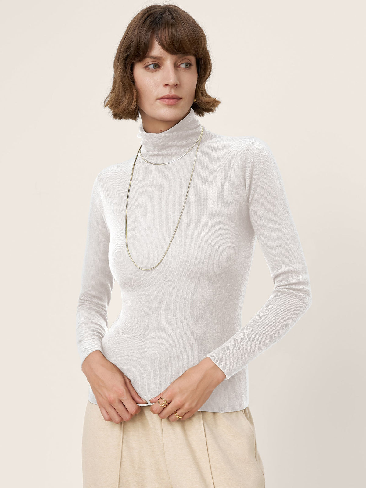 Extra-Fine Merino Wool Turtleneck Knit Sweater JOLENE