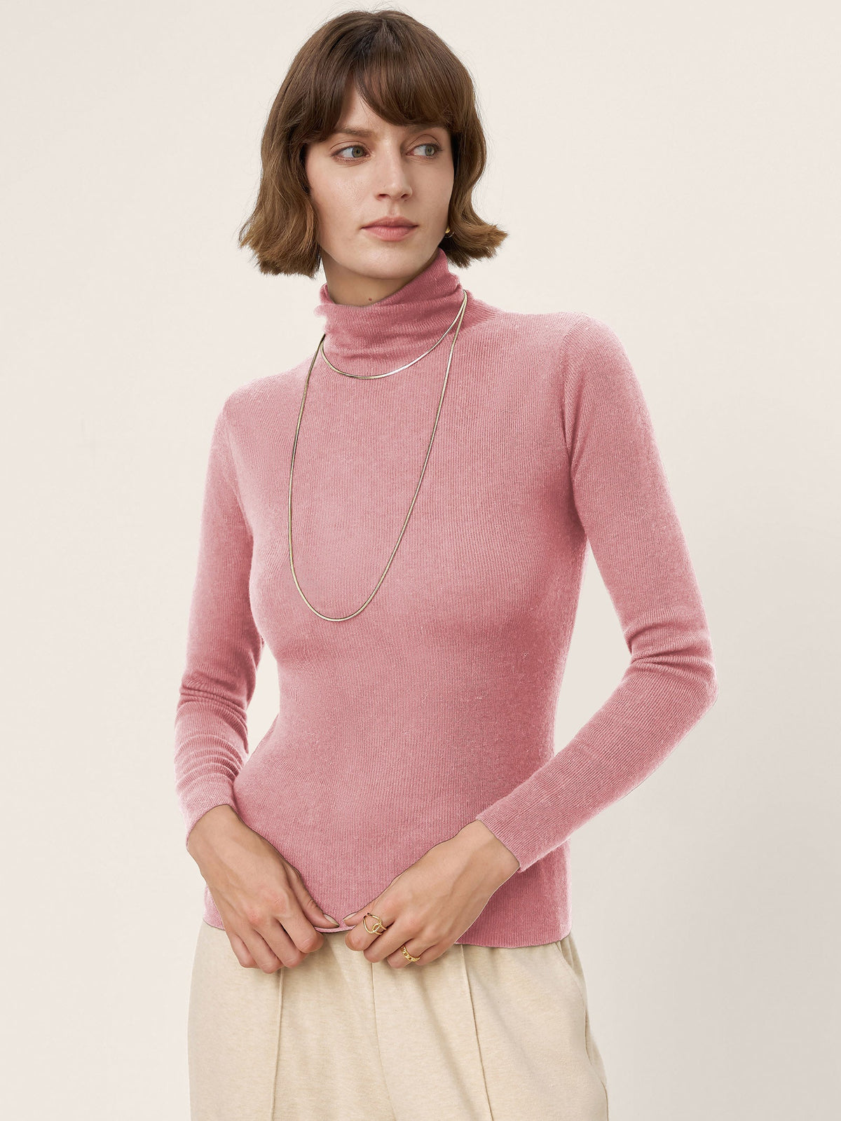 Extra-Fine Merino Wool Turtleneck Knit Sweater JOLENE