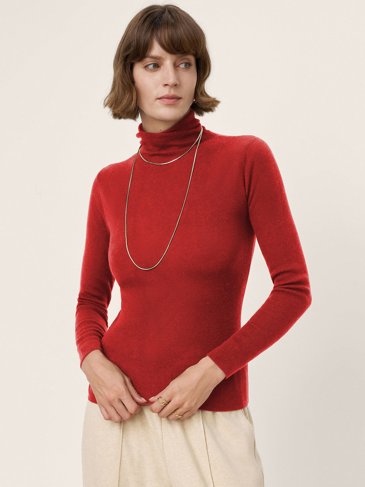 Extra-Fine Merino Wool Turtleneck Knit Sweater JOLENE