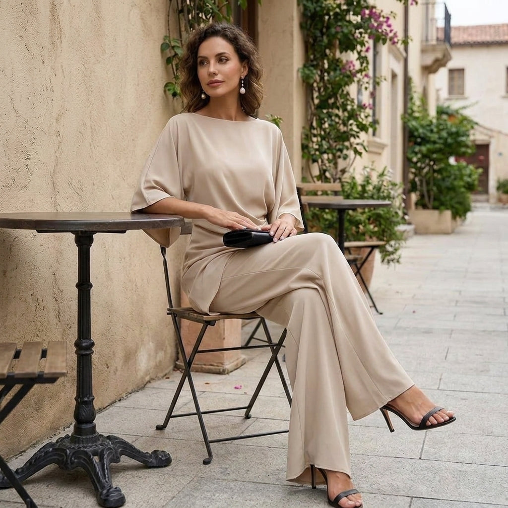 Gabriela | Draped Blouse & Wide-Leg Pant Set | FINAL SALE
