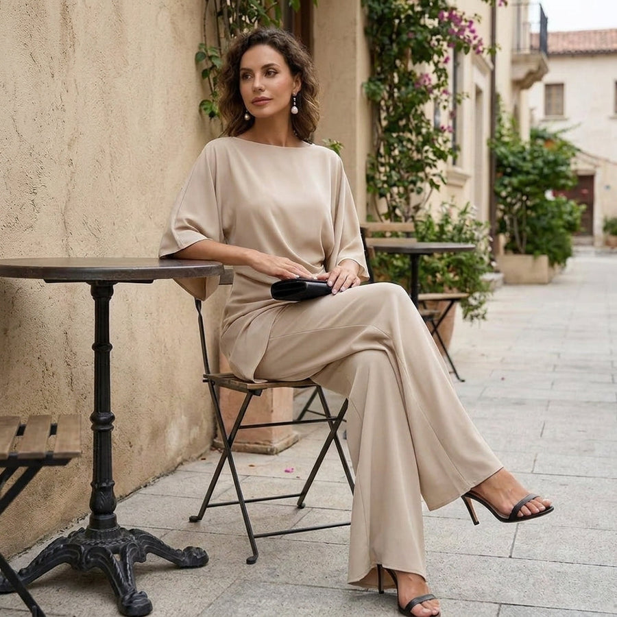Gabriela | Draped Blouse & Wide-Leg Pant Set | FINAL SALE