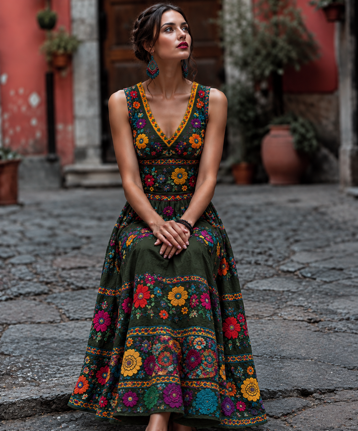 Women's V Neck Floral Maxi Dress | Halloween