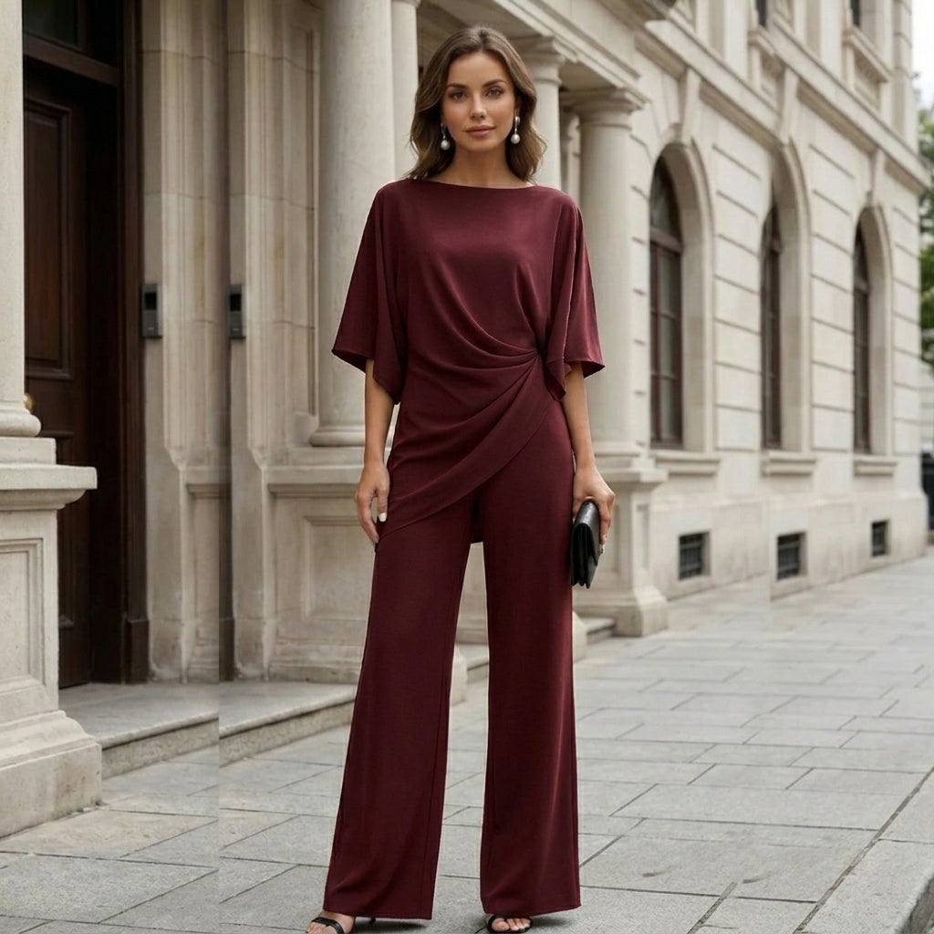 Gabriela | Draped Blouse & Wide-Leg Pant Set | FINAL SALE