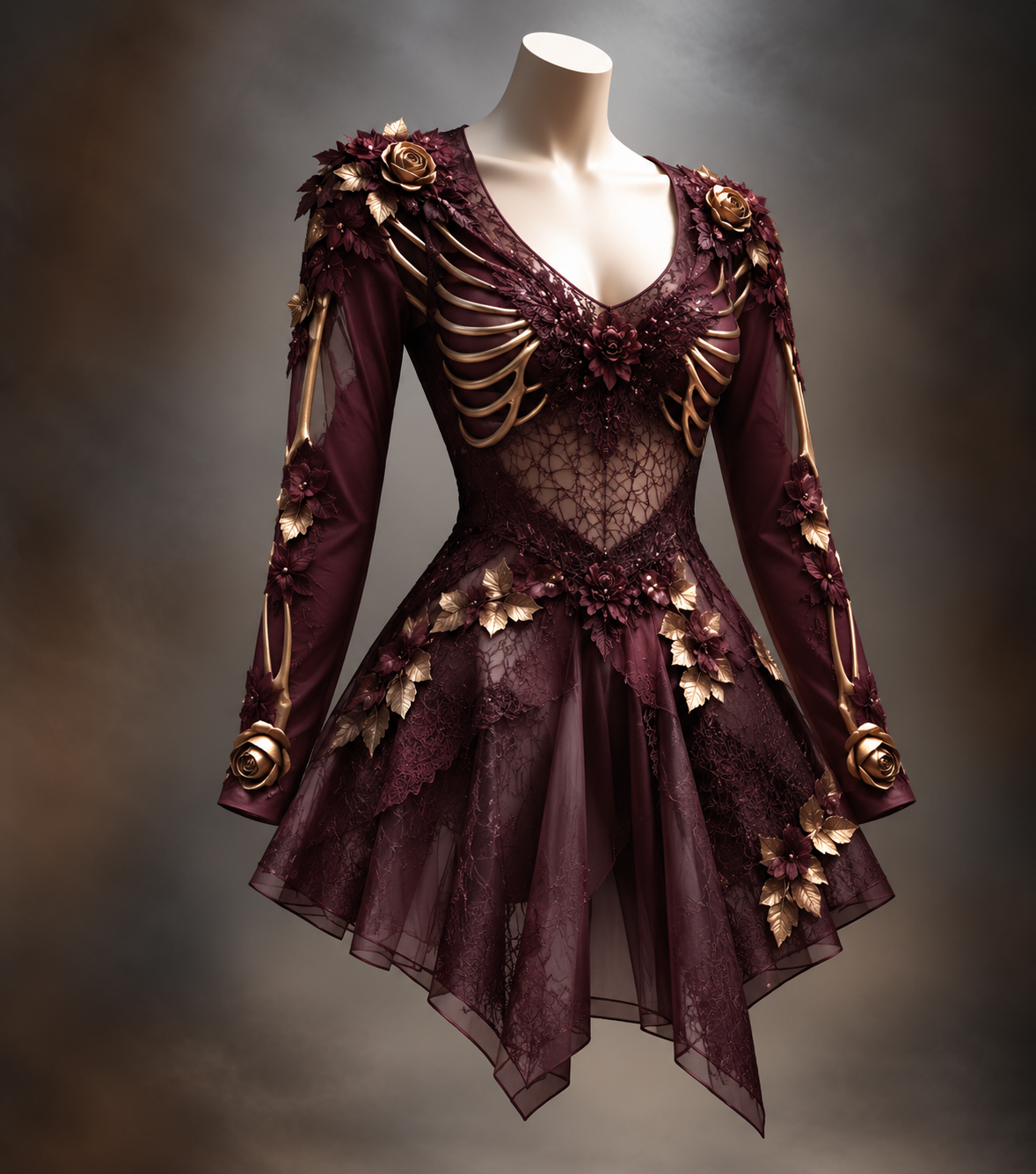 Women's Vintage Long Sleeve Mini Dress | Halloween