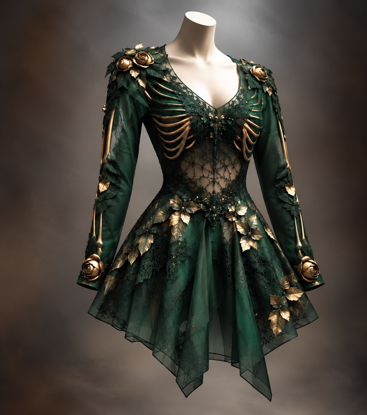 Women's Vintage Long Sleeve Mini Dress | Halloween