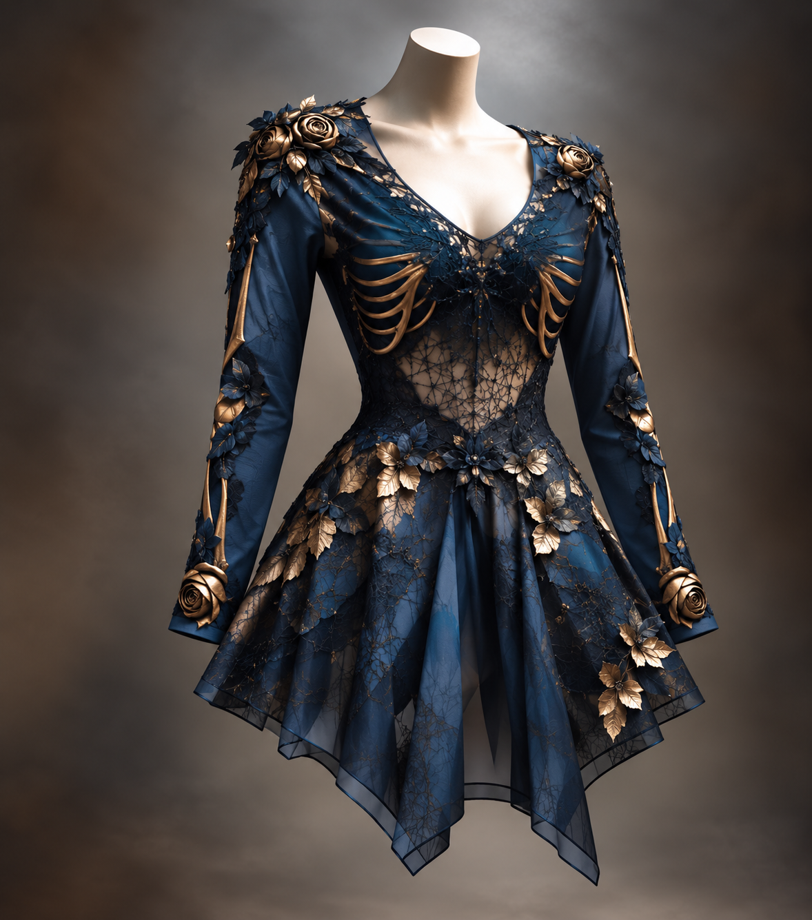 Women's Vintage Long Sleeve Mini Dress | Halloween