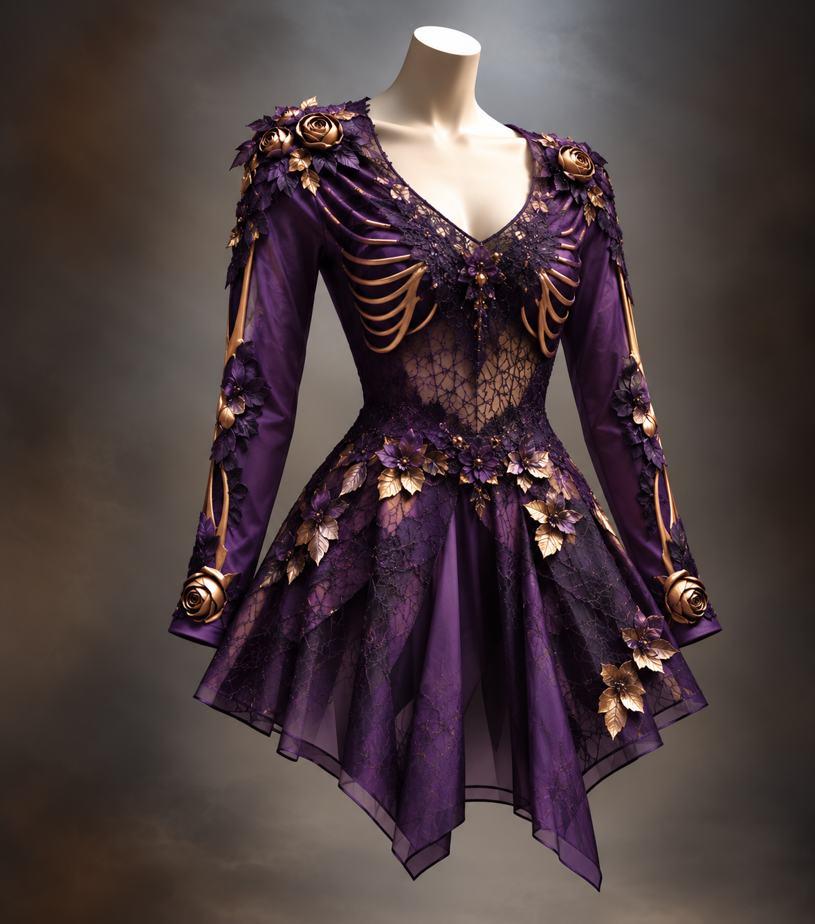 Women's Vintage Long Sleeve Mini Dress | Halloween