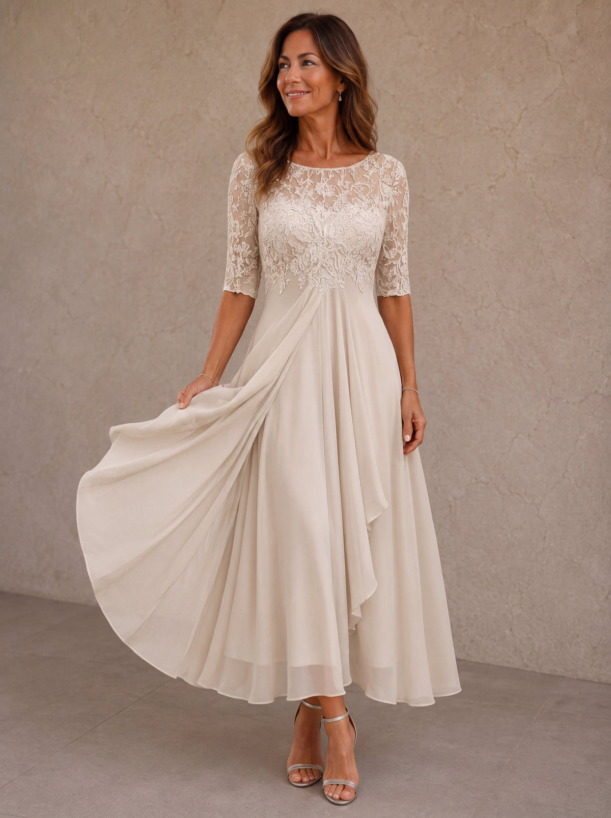 Beatrice | Lace and Chiffon Dress