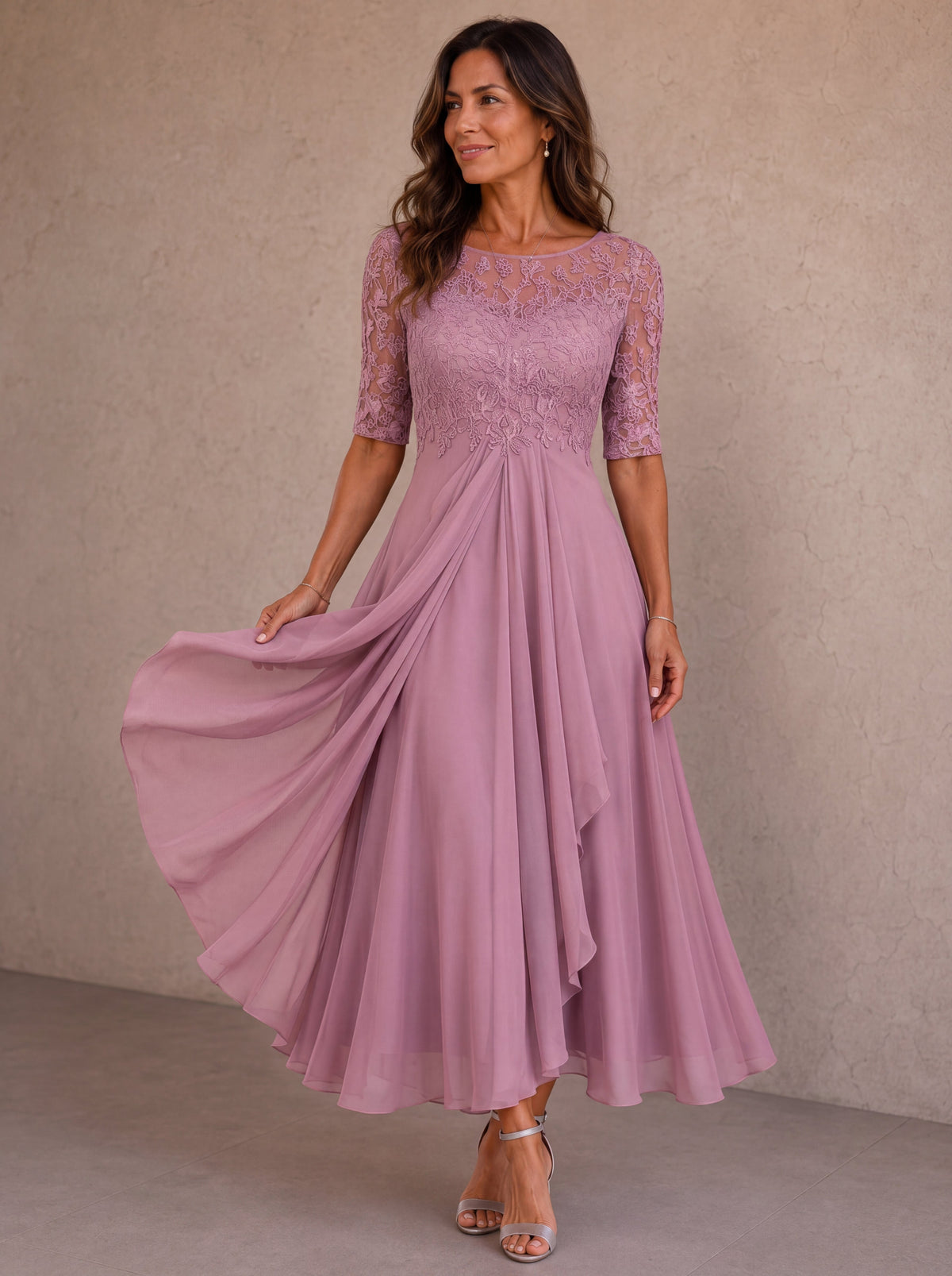 Beatrice | Lace and Chiffon Dress