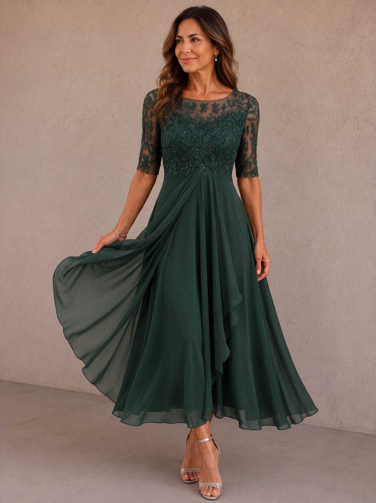 Beatrice | Lace and Chiffon Dress