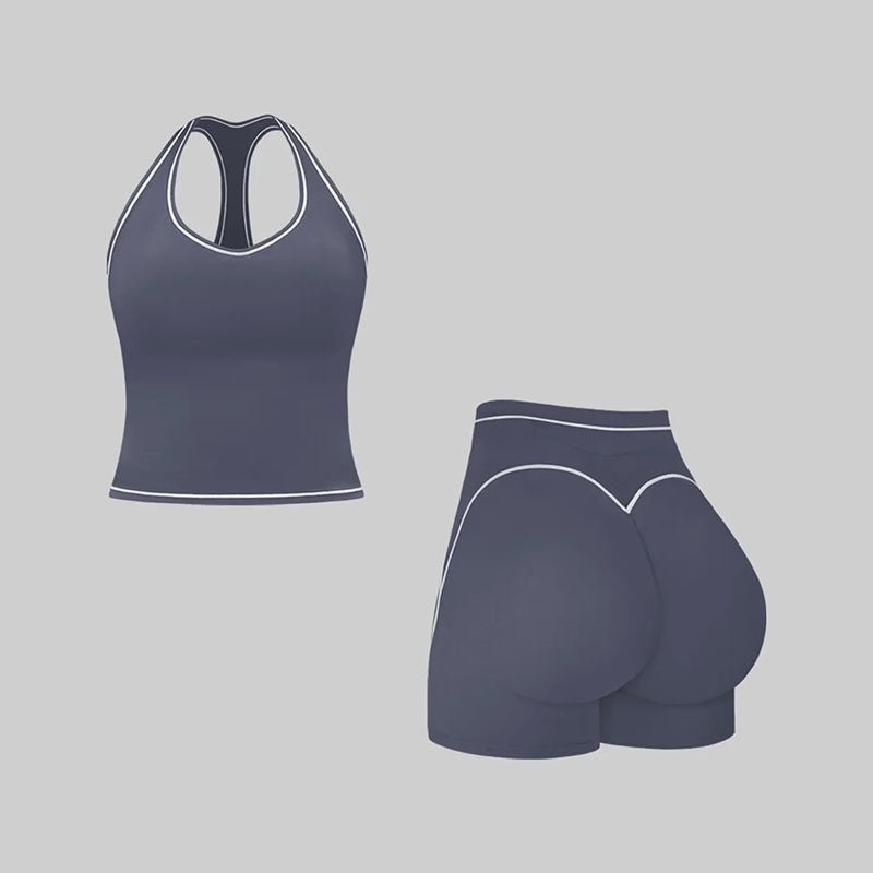 H-Back Sports Top and Shorts Fitness Set